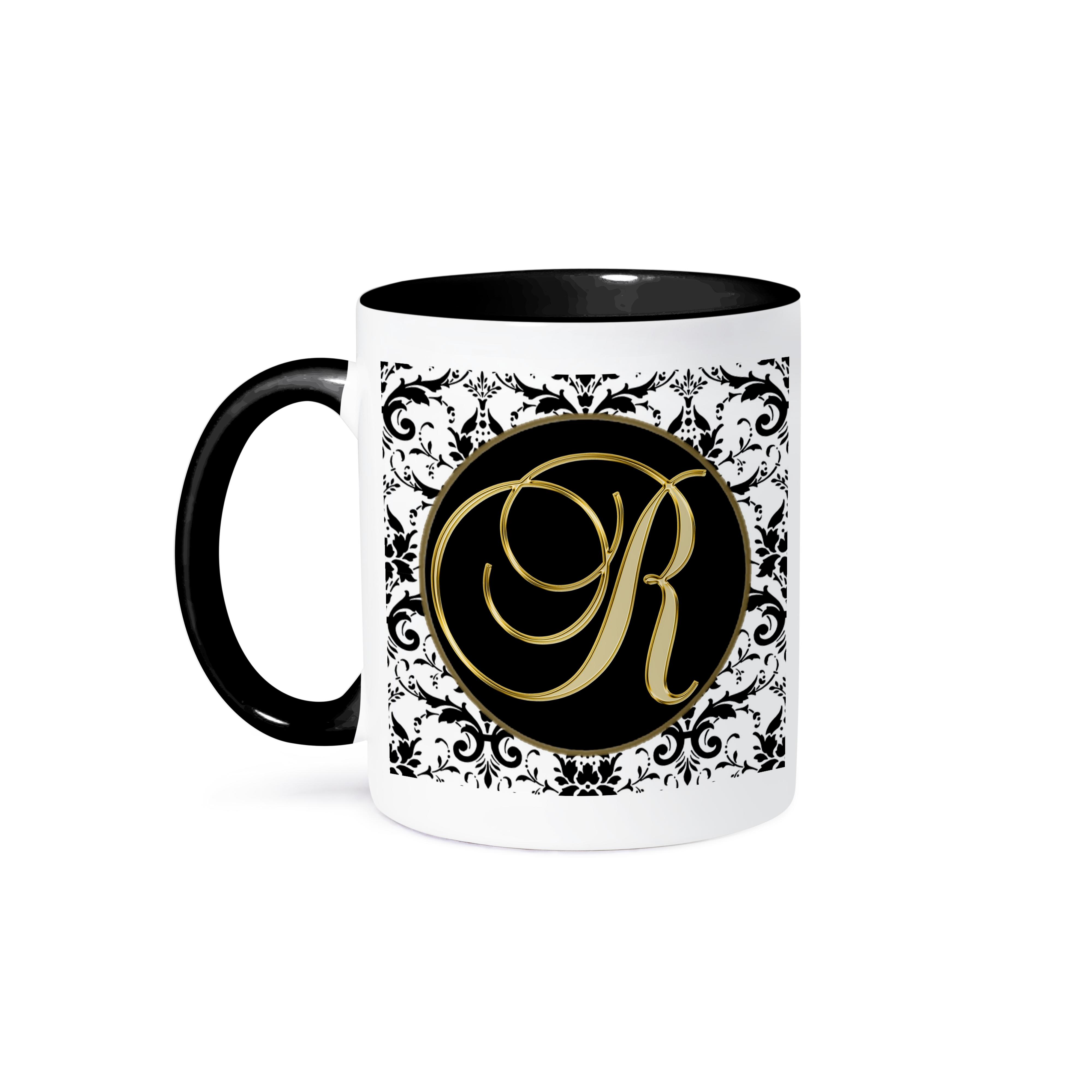 3dRose, Bild der Schrift Buchstabe R in schwarz weiß und gold, Tasse - Bild 22 von 99
