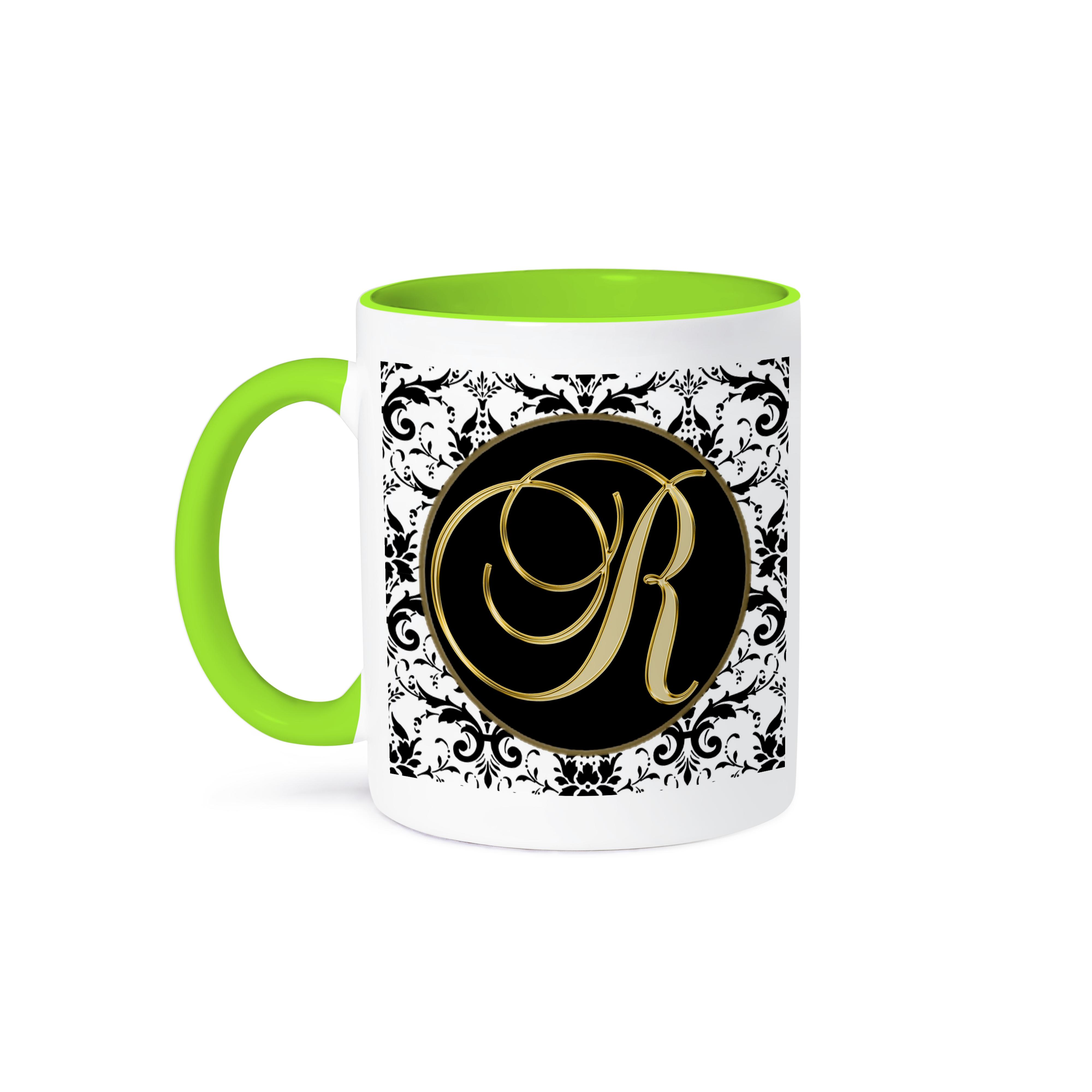 3dRose, Bild der Schrift Buchstabe R in schwarz weiß und gold, Tasse - Bild 36 von 99