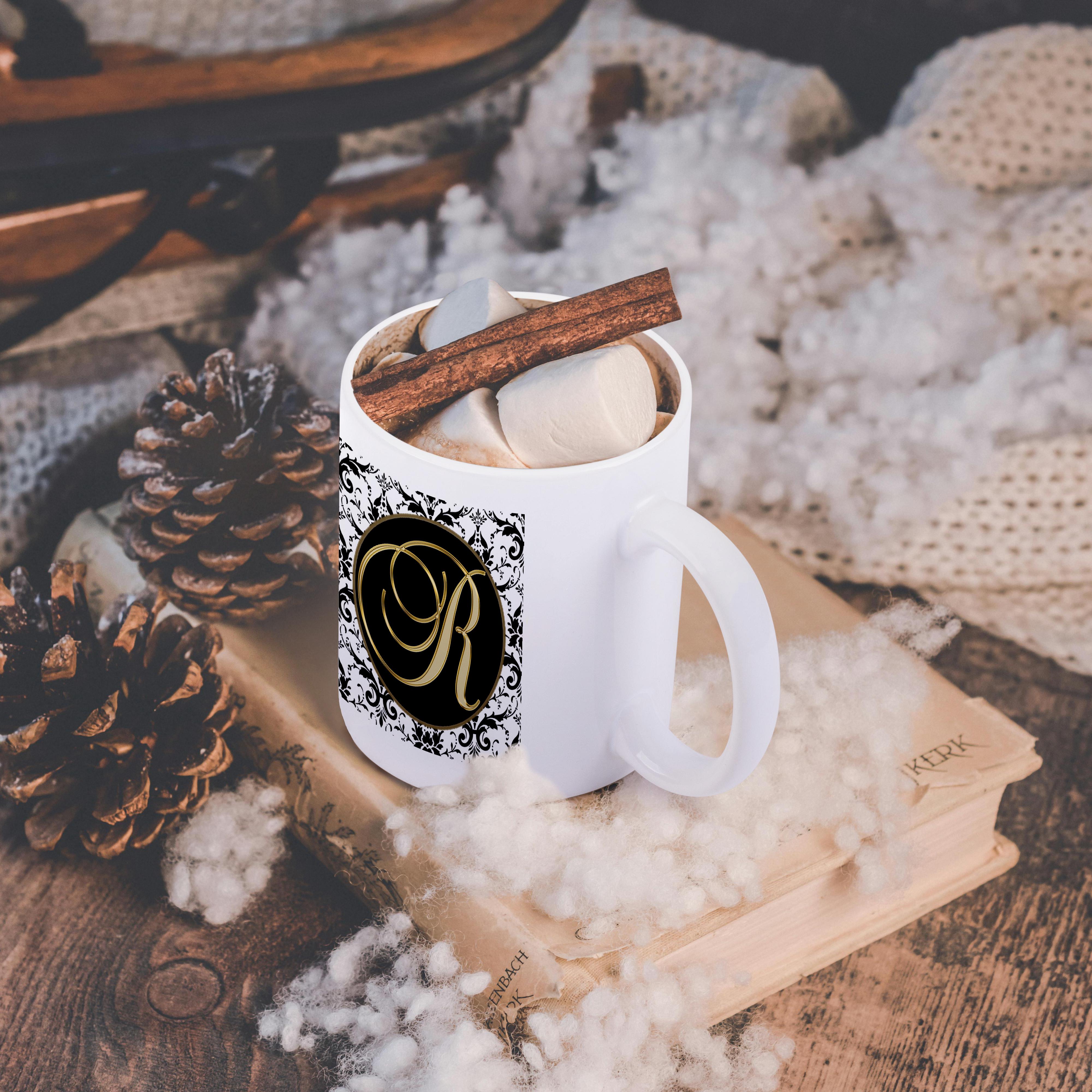 3dRose, Bild der Schrift Buchstabe R in schwarz weiß und gold, Tasse - Bild 19 von 99