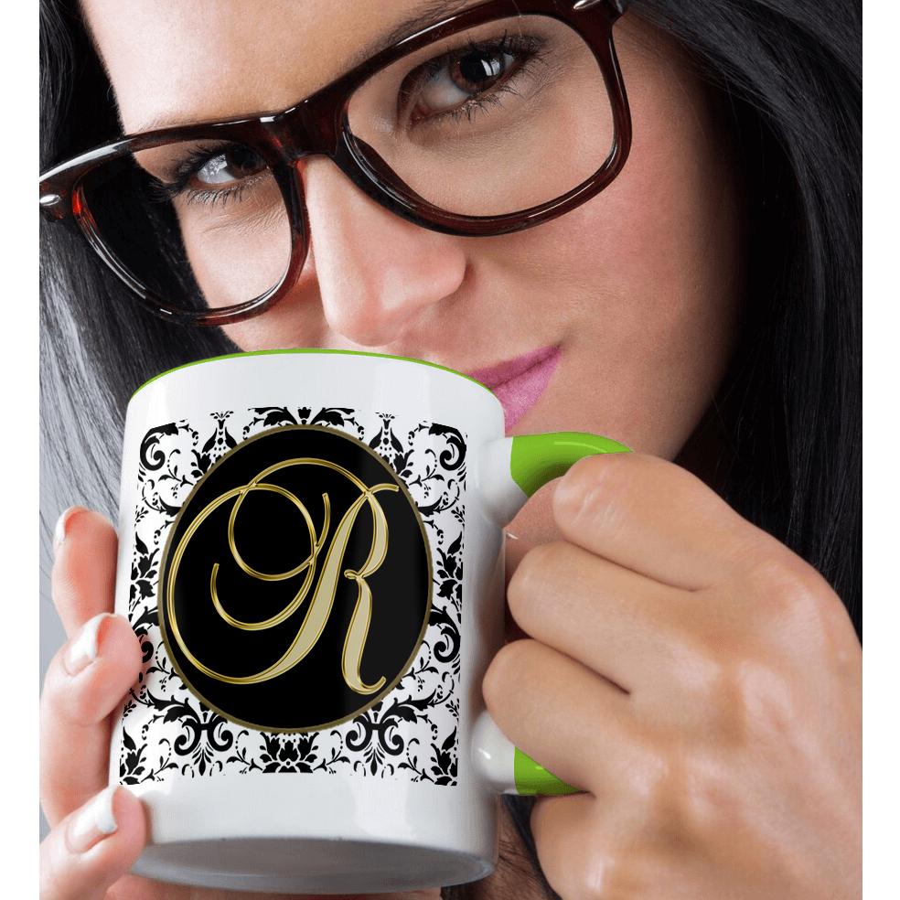 3dRose, Bild der Schrift Buchstabe R in schwarz weiß und gold, Tasse - Bild 37 von 99