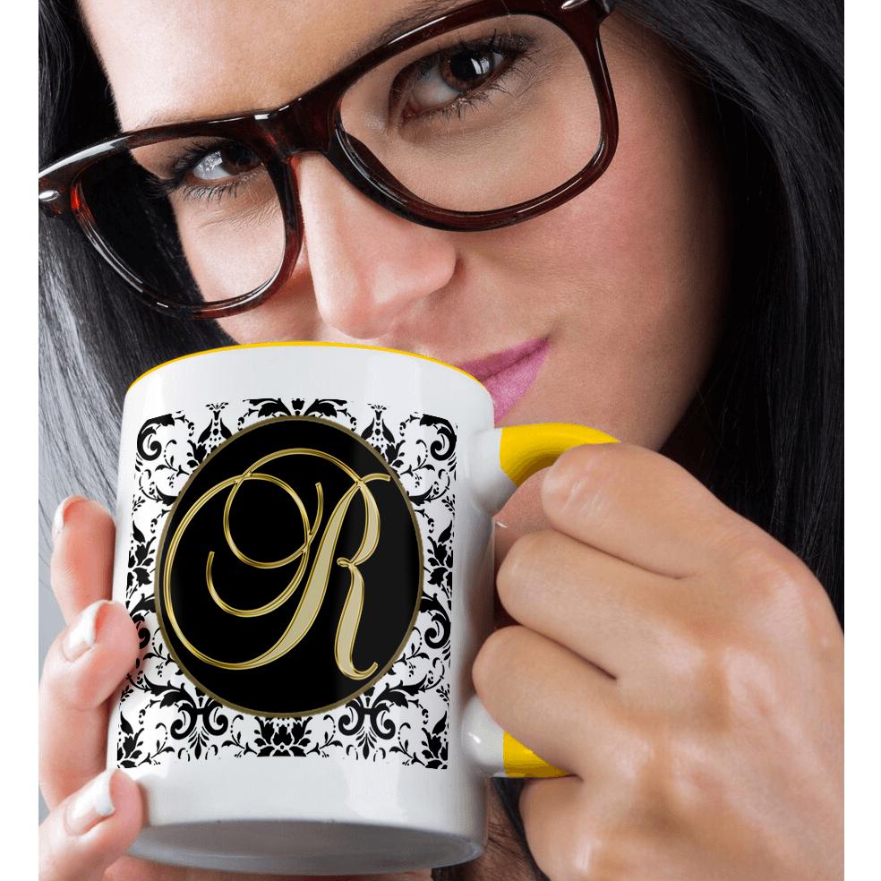 3dRose, Bild der Schrift Buchstabe R in schwarz weiß und gold, Tasse - Bild 9 von 99