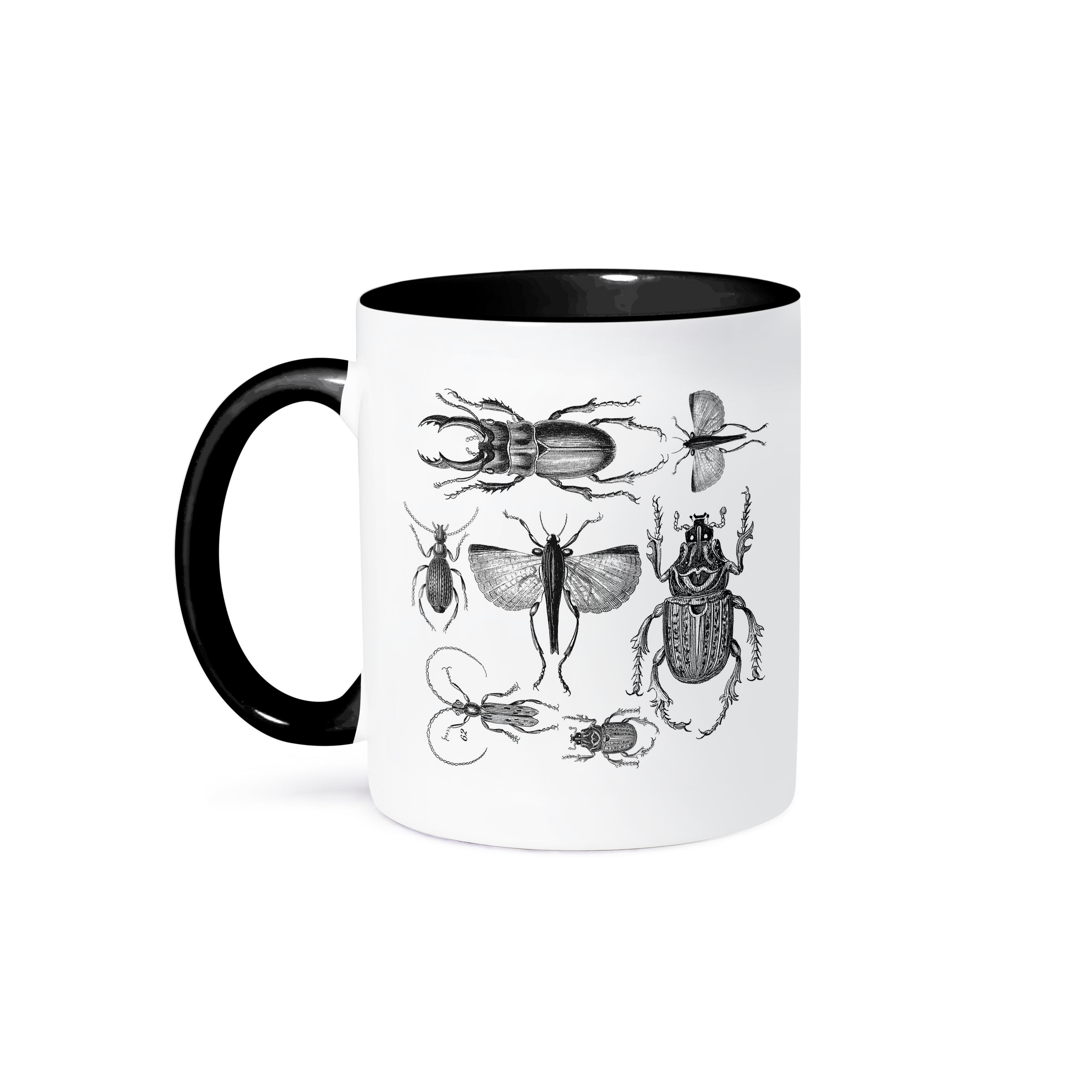3dRose, Vintage drawing of bugs and beetles in black and white, Mug