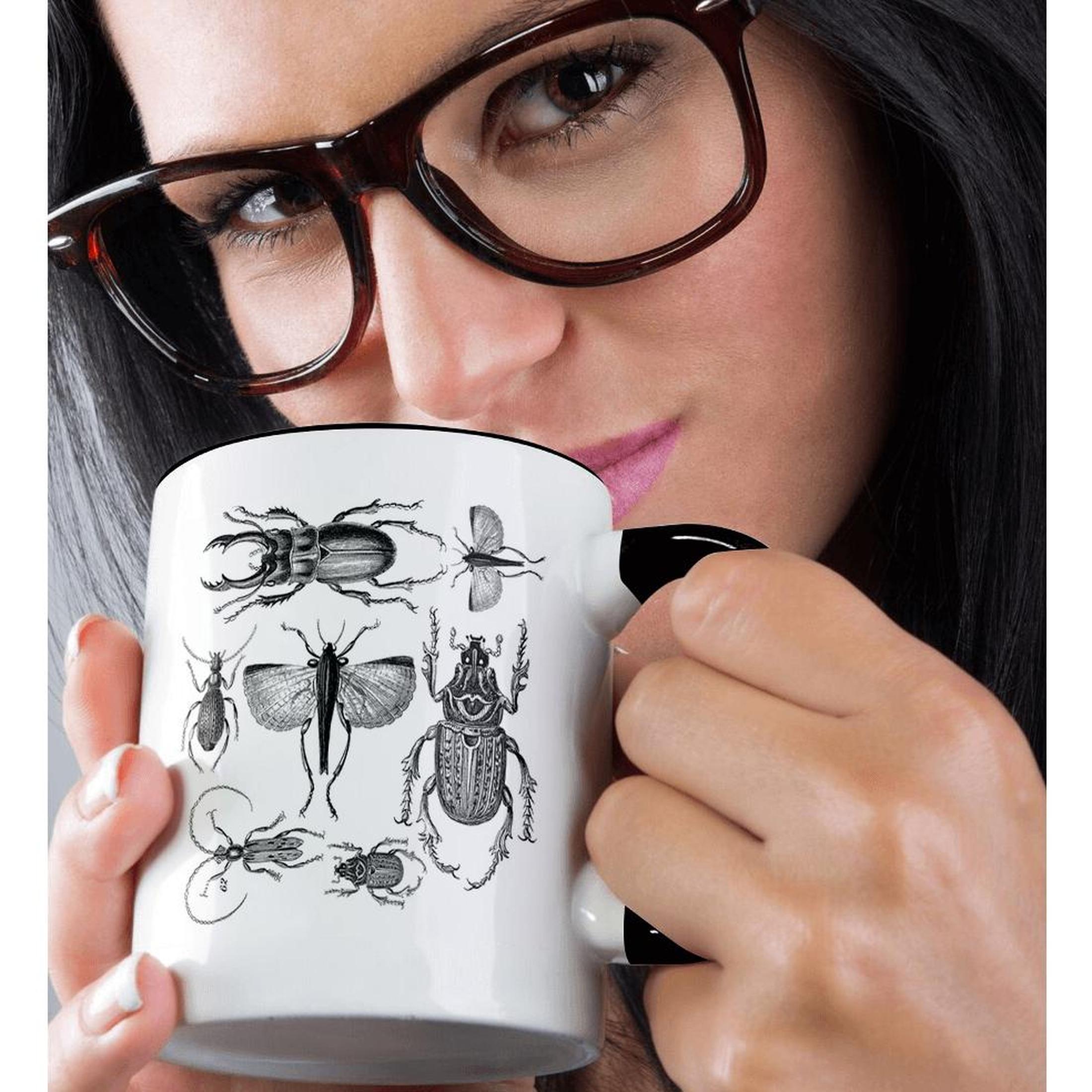 3dRose, Vintage drawing of bugs and beetles in black and white, Mug