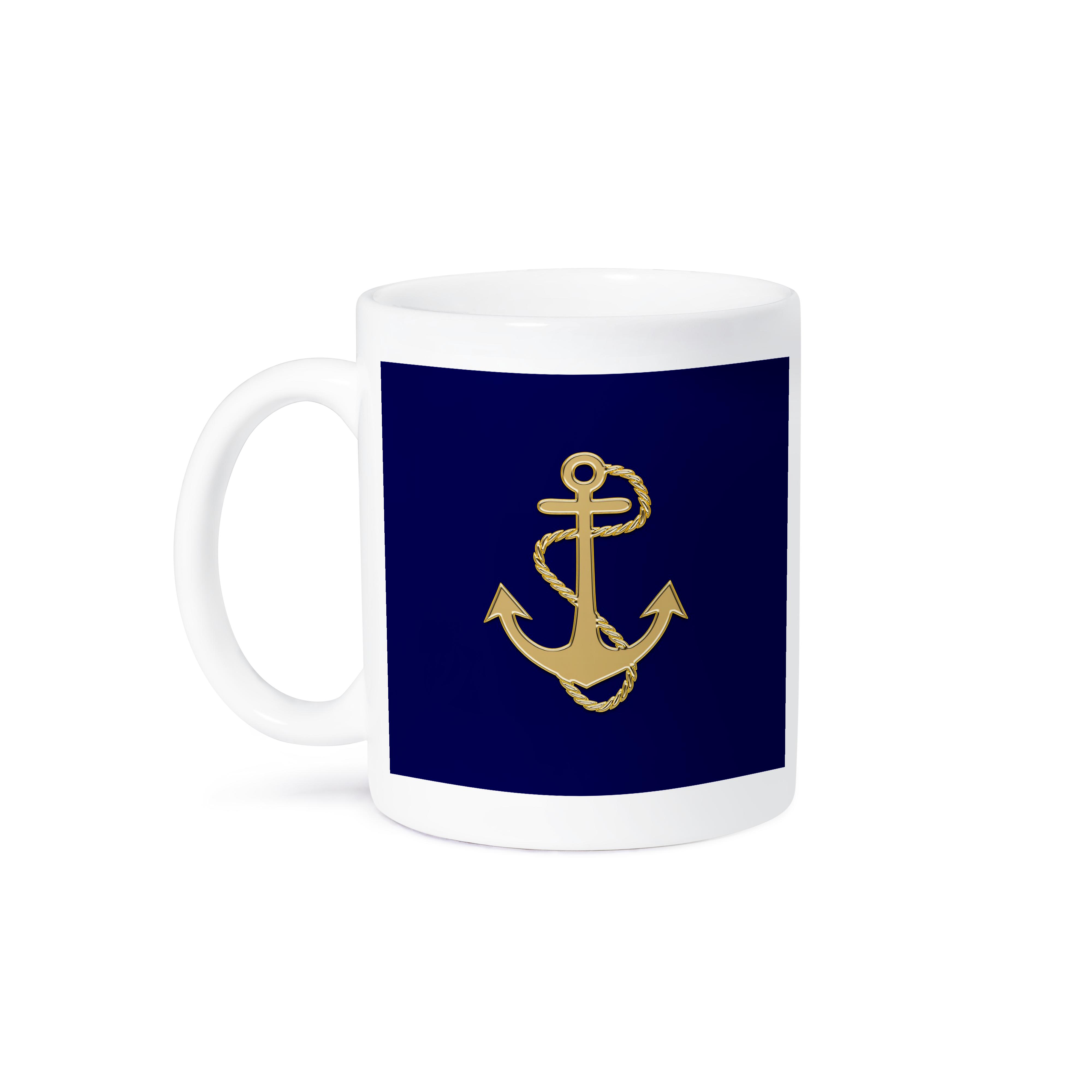 3dRose, Image of Popular Gold Anchor With Chain On Navy Blue, Mug - Picture 29 of 99