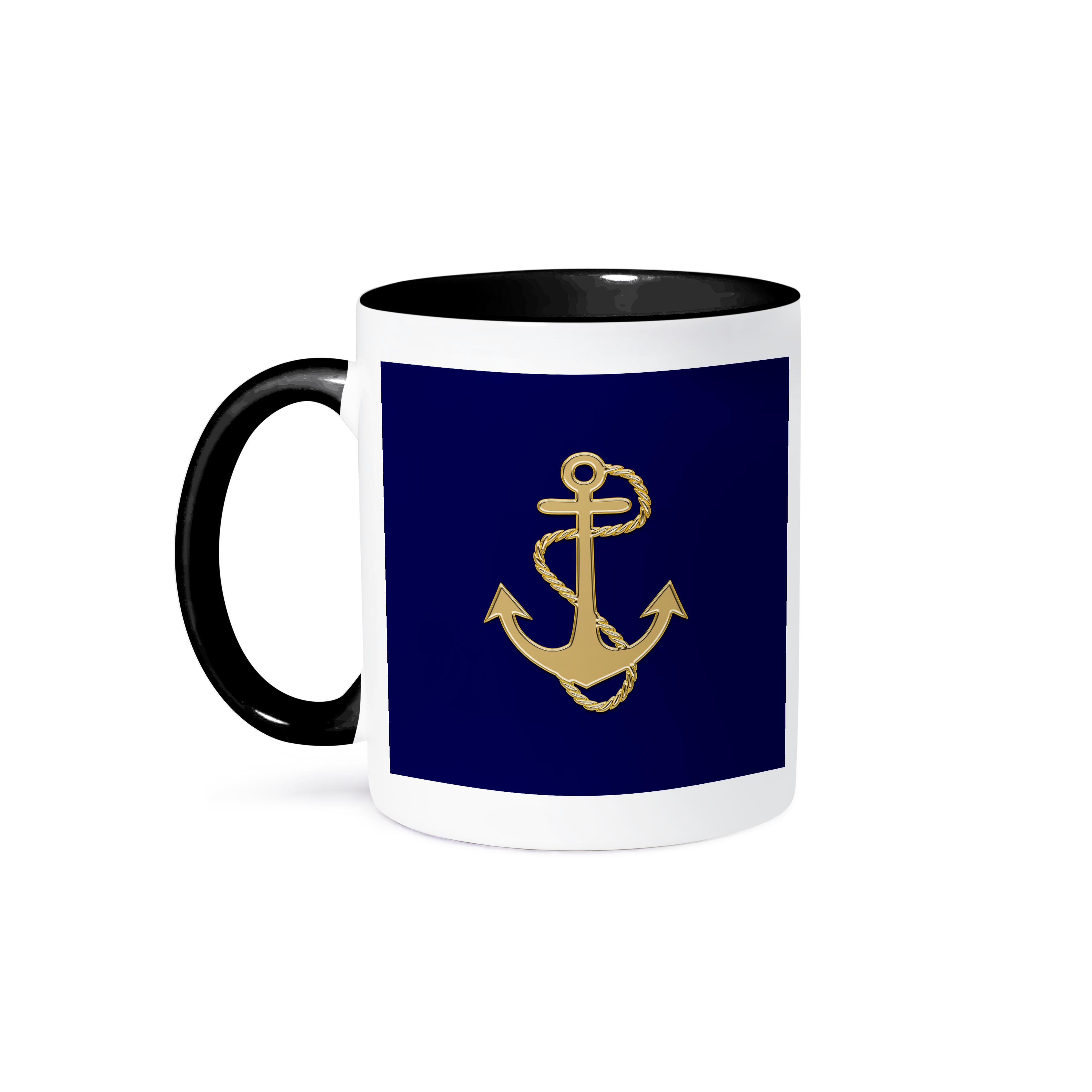 3dRose, Image of Popular Gold Anchor With Chain On Navy Blue, Mug - Picture 15 of 99