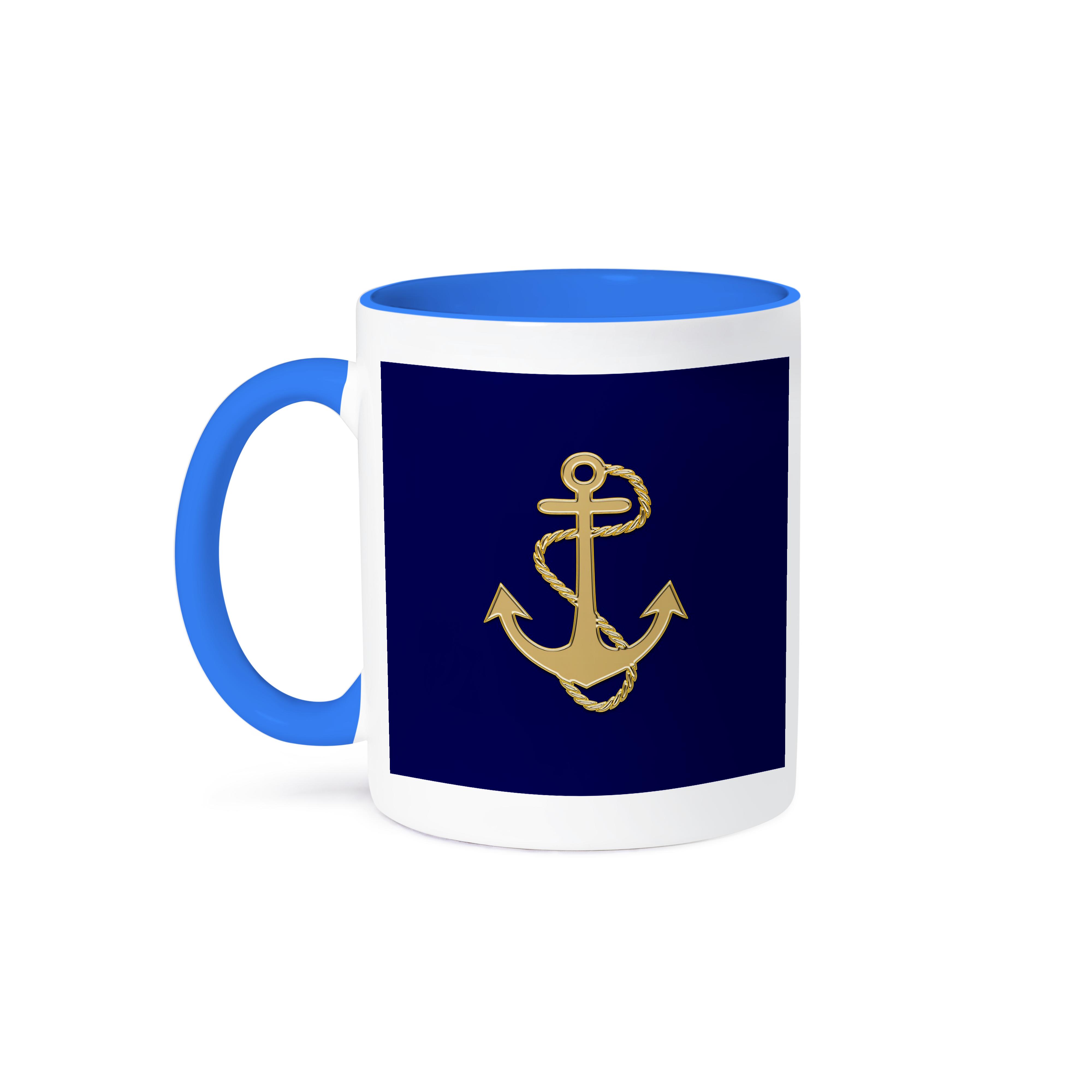 3dRose, Image of Popular Gold Anchor With Chain On Navy Blue, Mug - Picture 50 of 99