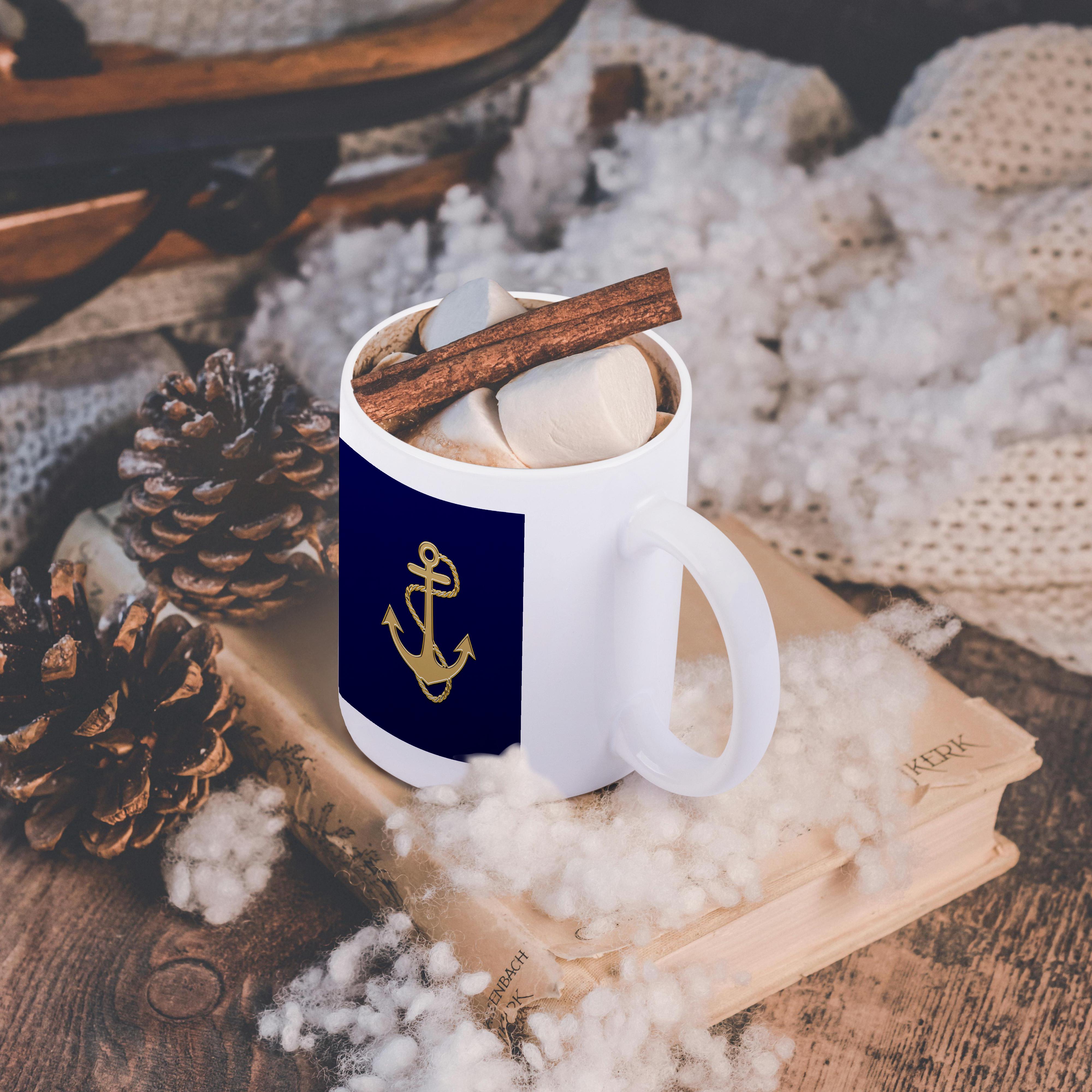 3dRose, Image of Popular Gold Anchor With Chain On Navy Blue, Mug - Picture 33 of 99