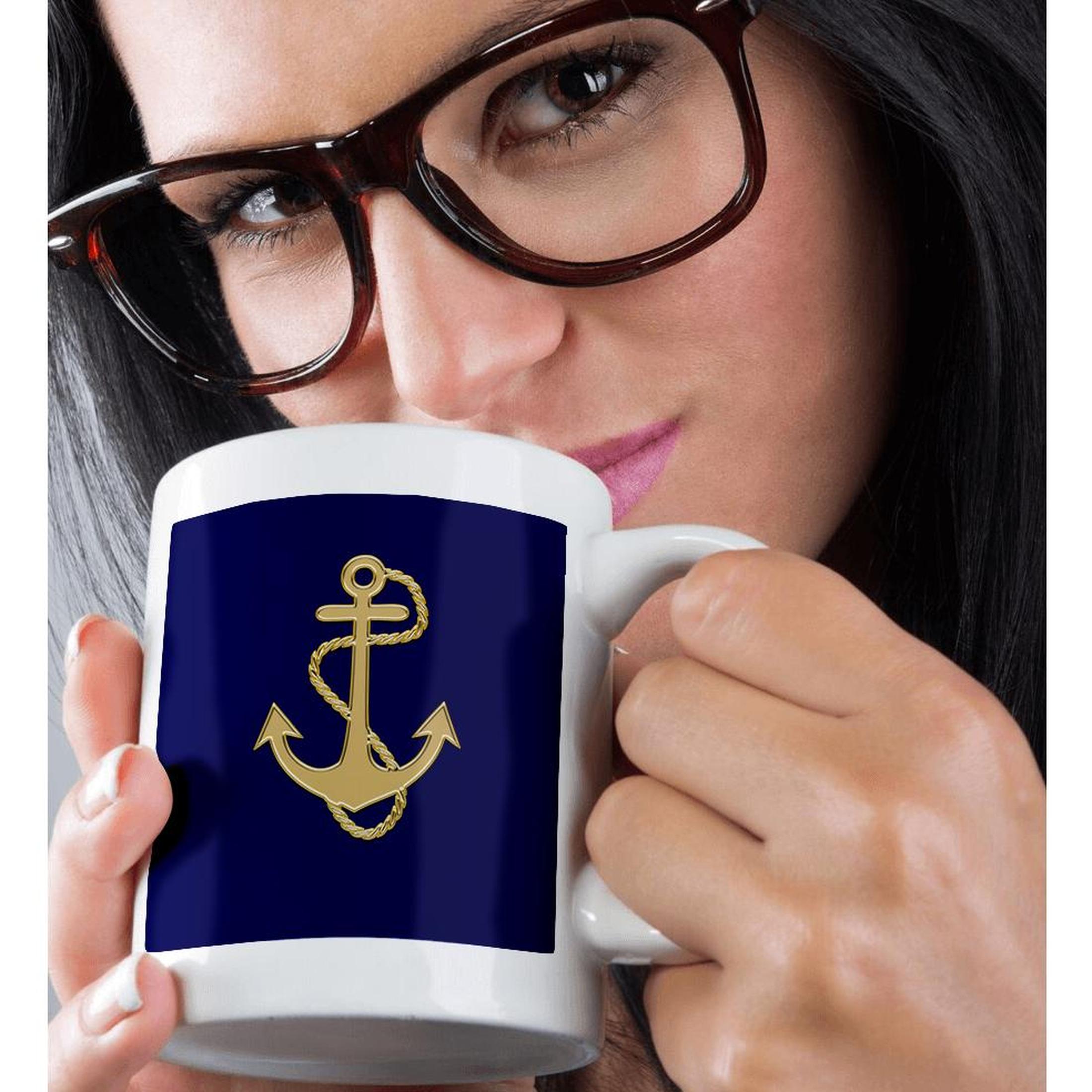 3dRose, Image of Popular Gold Anchor With Chain On Navy Blue, Mug - Picture 30 of 99