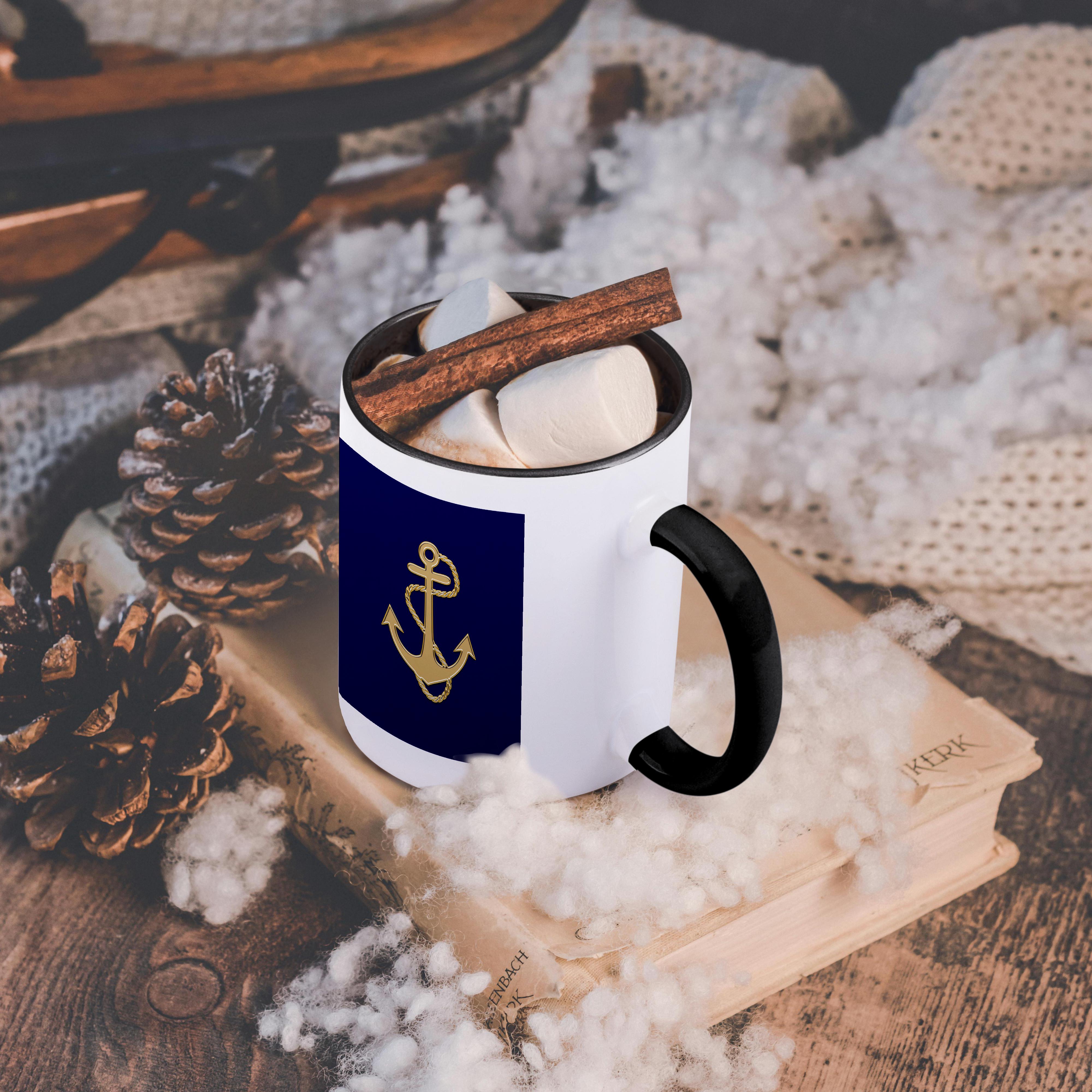 3dRose, Image of Popular Gold Anchor With Chain On Navy Blue, Mug - Picture 19 of 99
