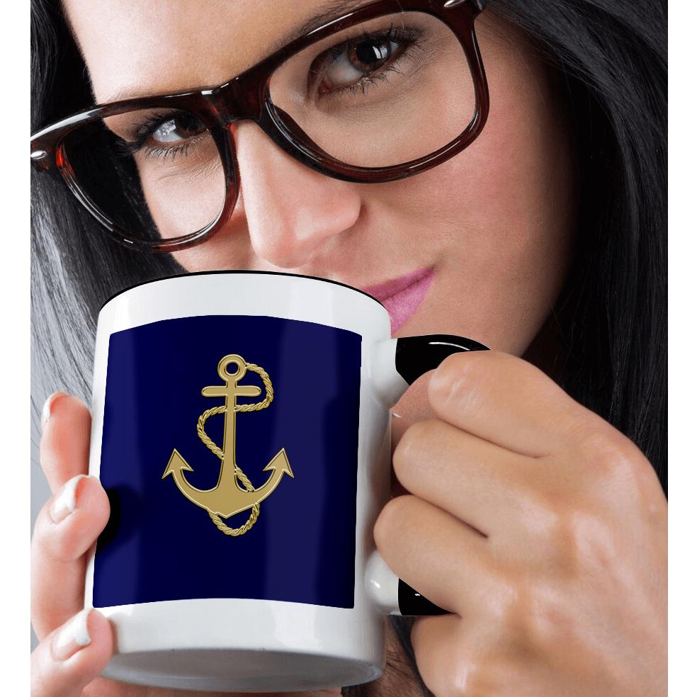 3dRose, Image of Popular Gold Anchor With Chain On Navy Blue, Mug - Picture 16 of 99