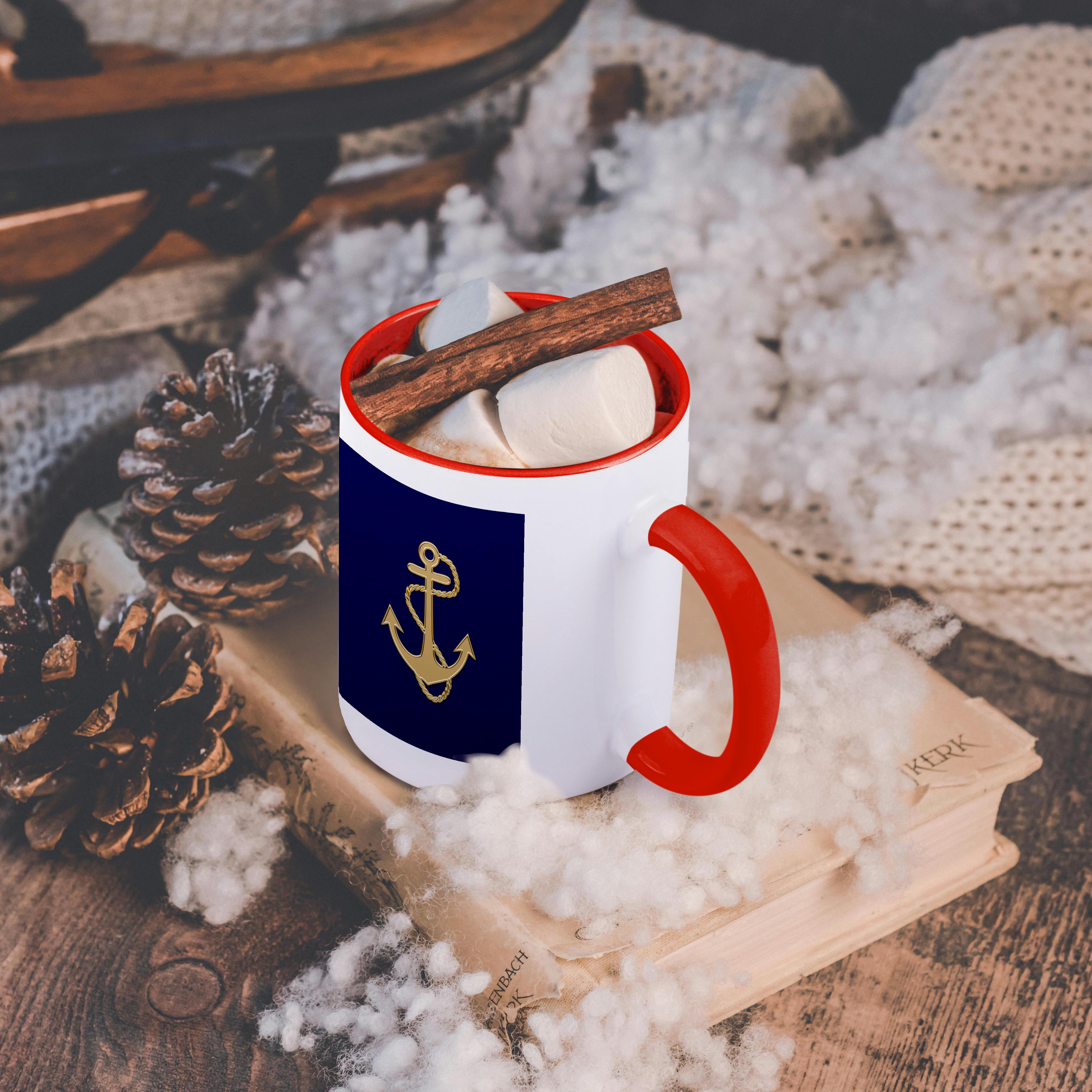 3dRose, Image of Popular Gold Anchor With Chain On Navy Blue, Mug - Picture 12 of 99