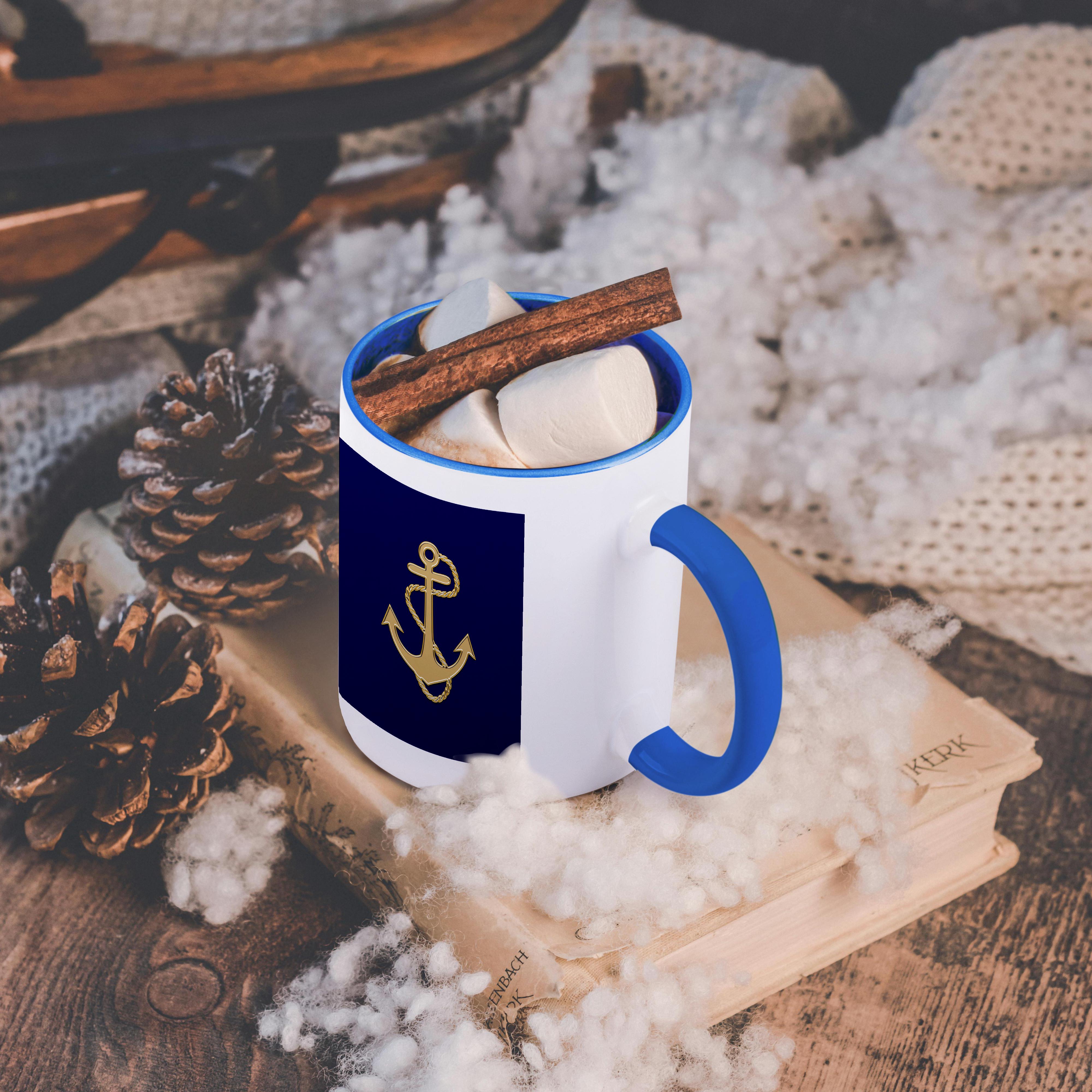 3dRose, Image of Popular Gold Anchor With Chain On Navy Blue, Mug - Picture 54 of 99