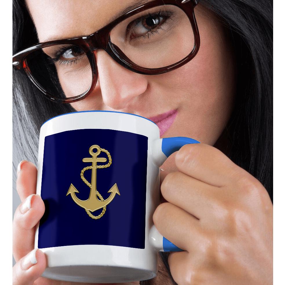 3dRose, Image of Popular Gold Anchor With Chain On Navy Blue, Mug - Picture 51 of 99