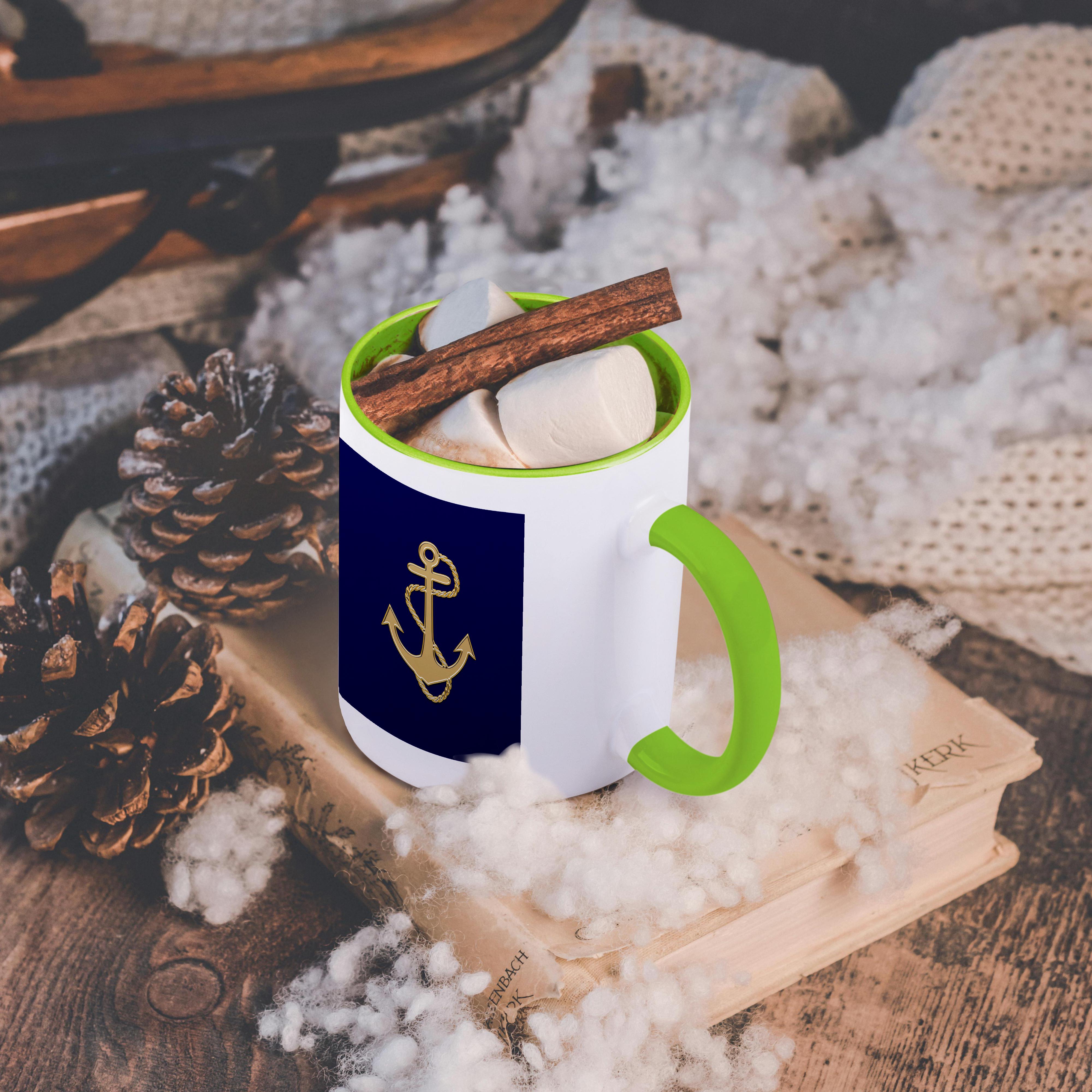 3dRose, Image of Popular Gold Anchor With Chain On Navy Blue, Mug - Picture 83 of 99