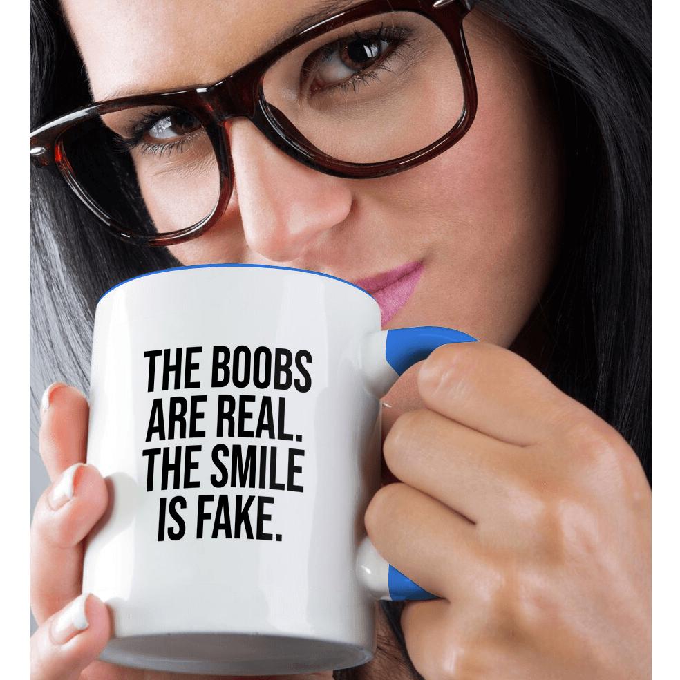 3dRose, The boobs are real. The smile is fake. Black on white background., Mug - Bild 51 von 99
