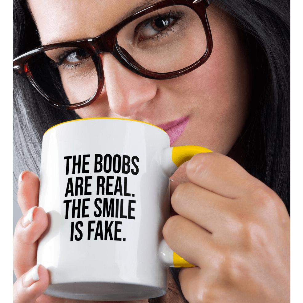 3dRose, The boobs are real. The smile is fake. Black on white background., Mug - Bild 37 von 99