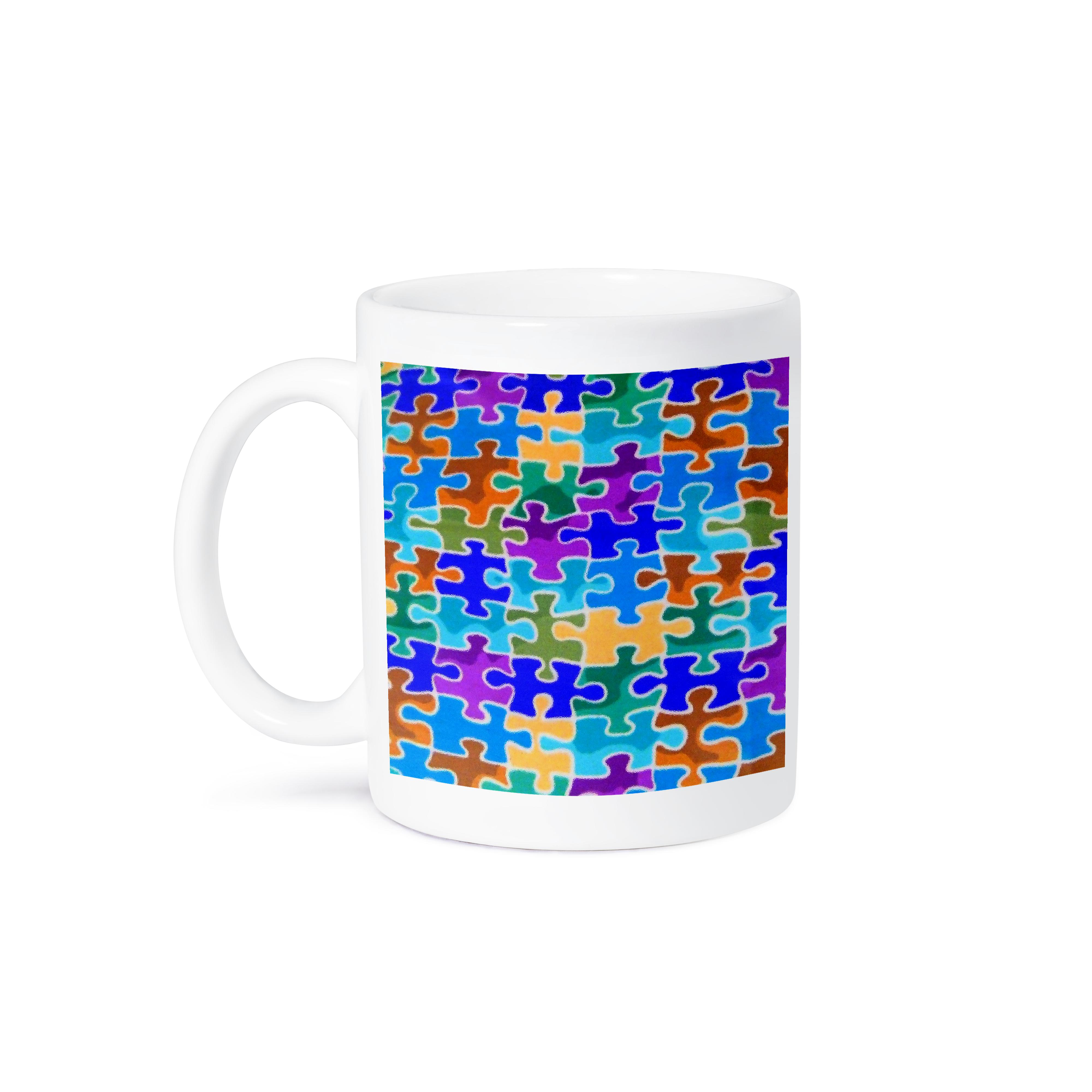 3dRose, Blue Violet Green Yellow Puzzle Pieces, Mug - Picture 15 of 99