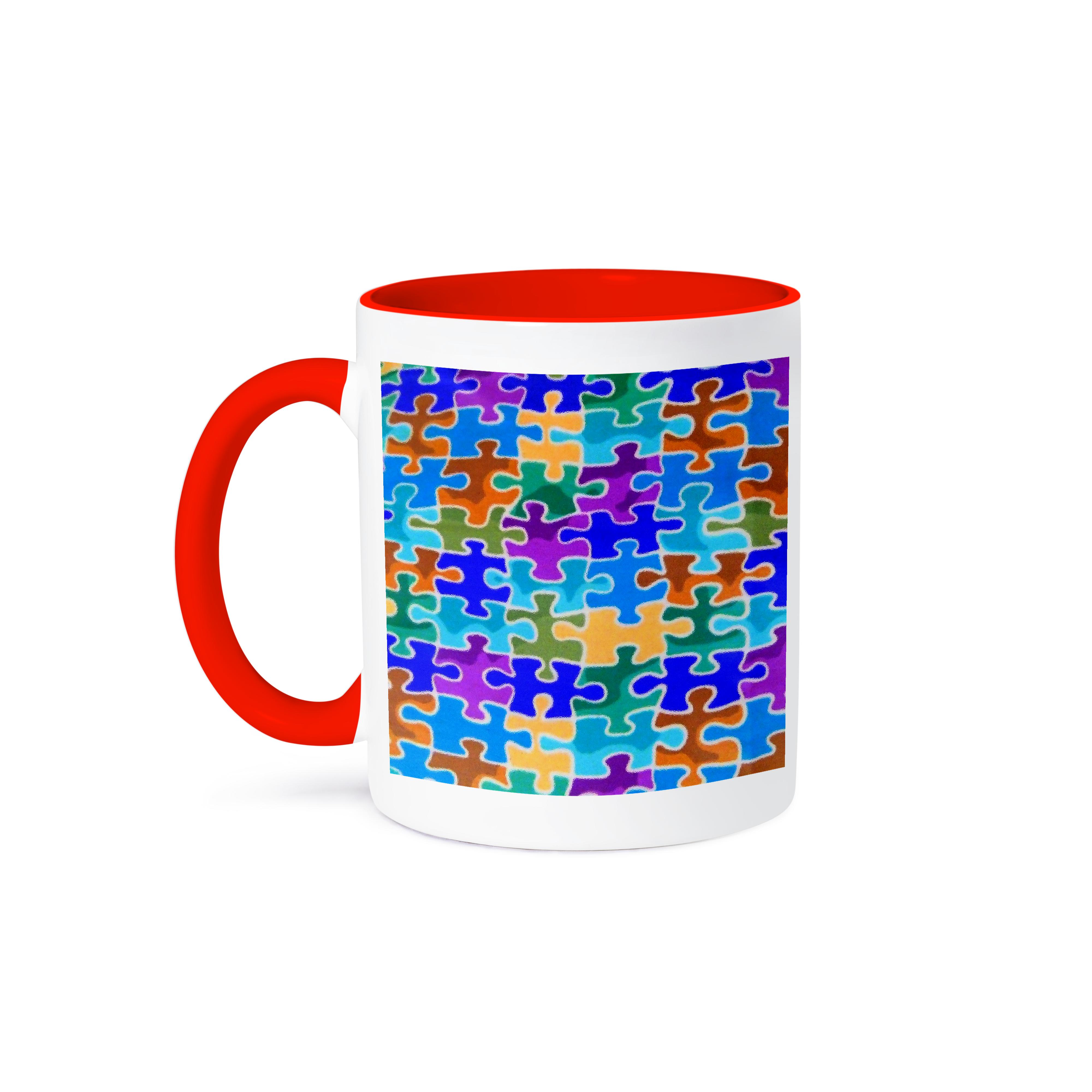 3dRose, Blue Violet Green Yellow Puzzle Pieces, Mug - Picture 29 of 99