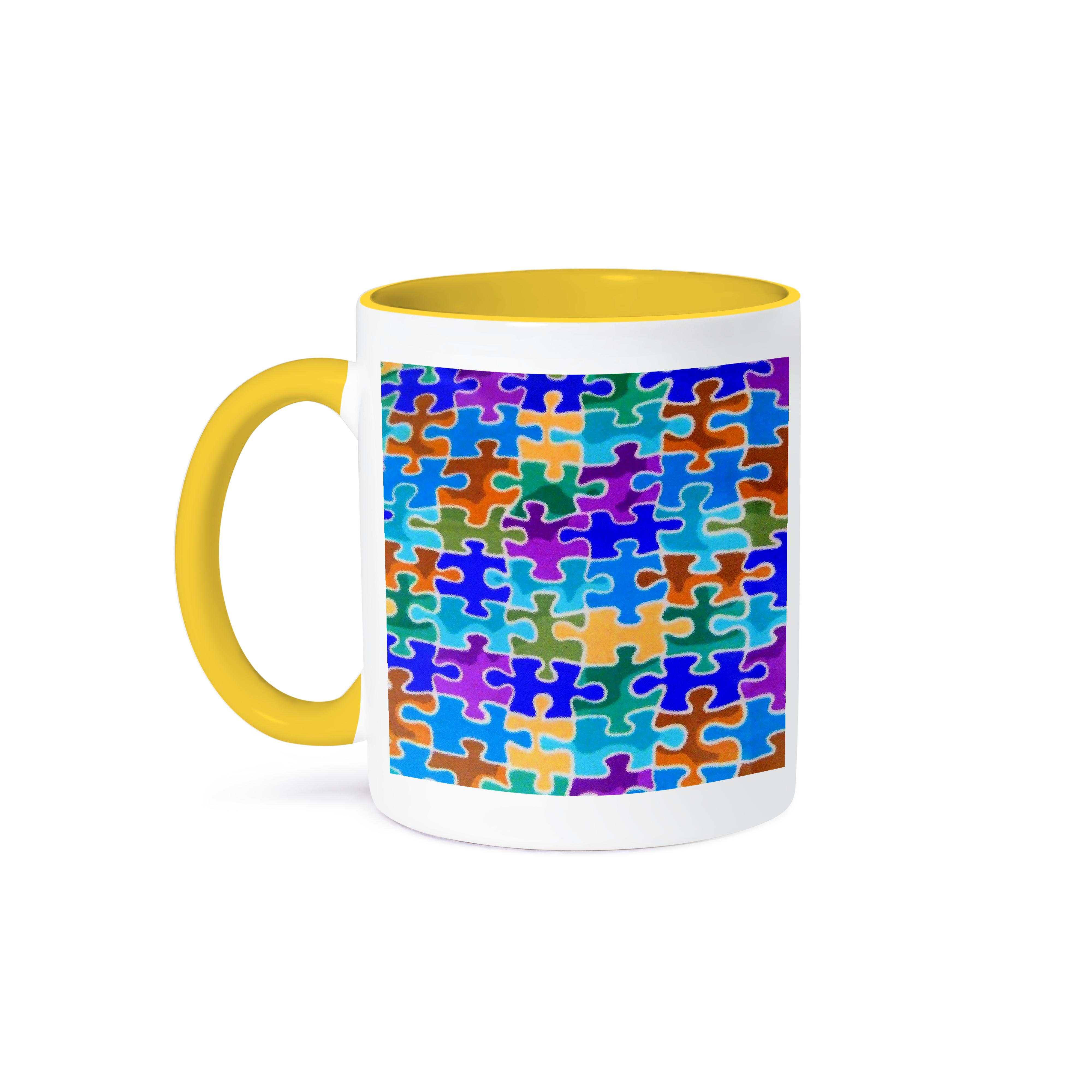 3dRose, Blue Violet Green Yellow Puzzle Pieces, Mug - Picture 8 of 99