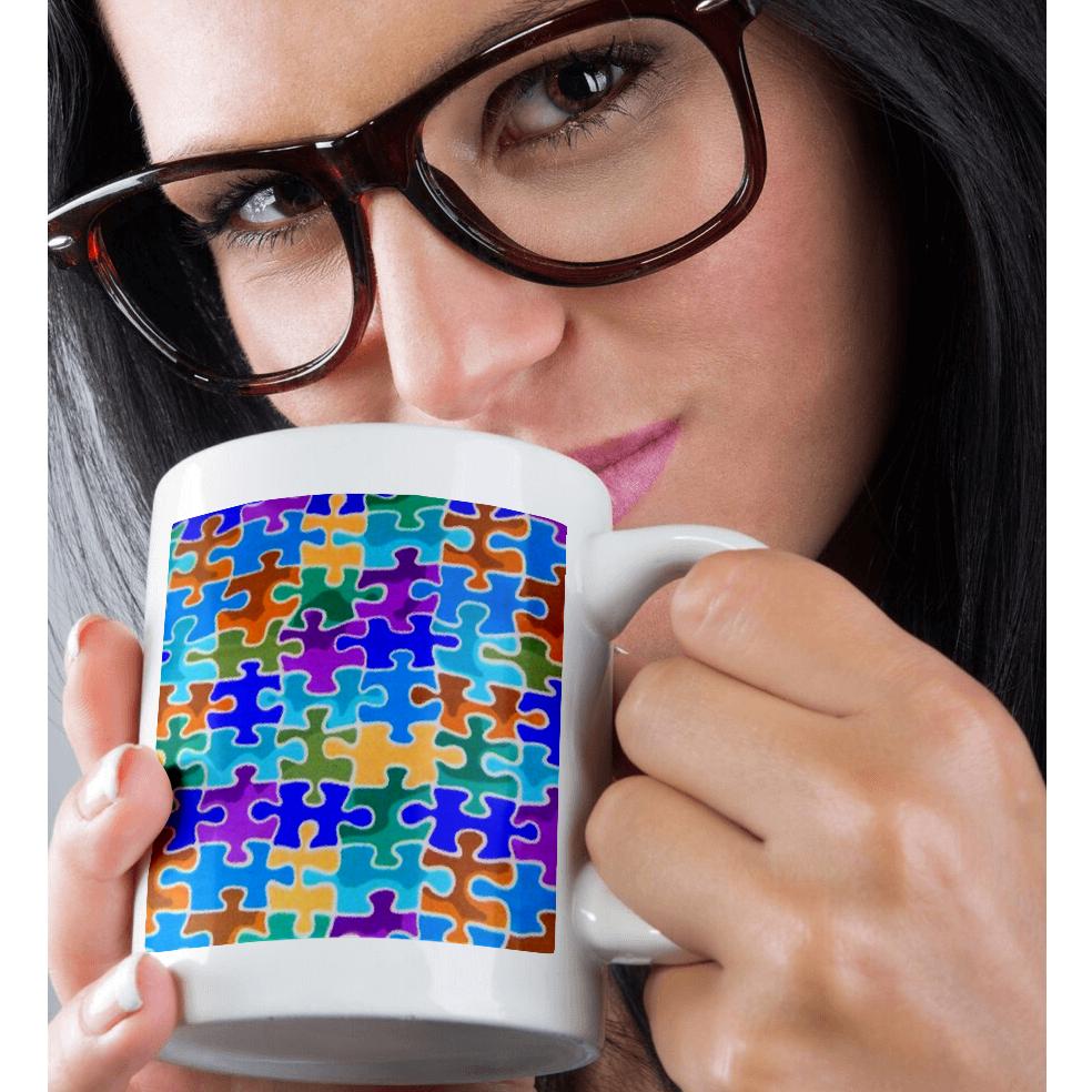 3dRose, Blue Violet Green Yellow Puzzle Pieces, Mug - Picture 16 of 99