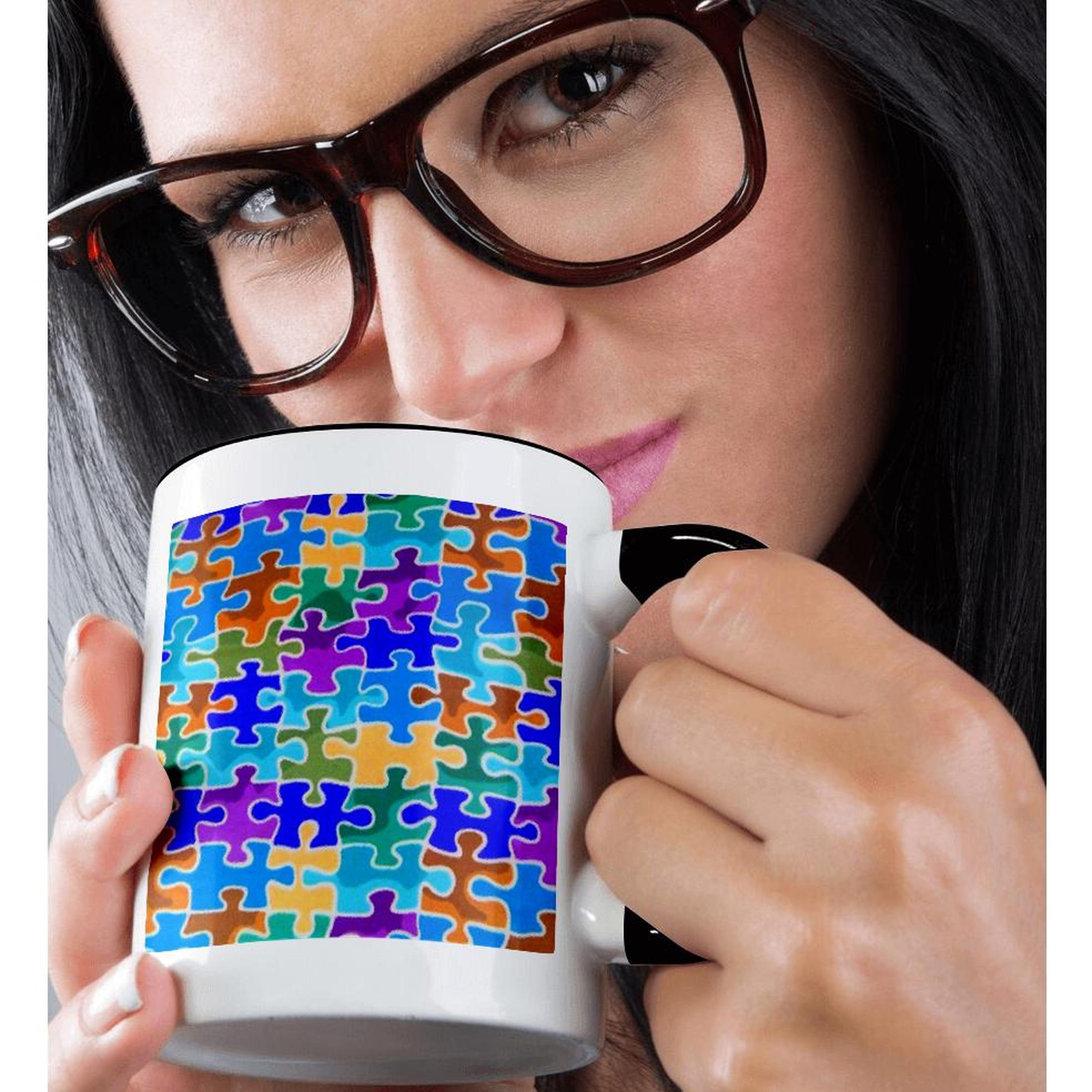 3dRose, Blue Violet Green Yellow Puzzle Pieces, Mug - Picture 23 of 99