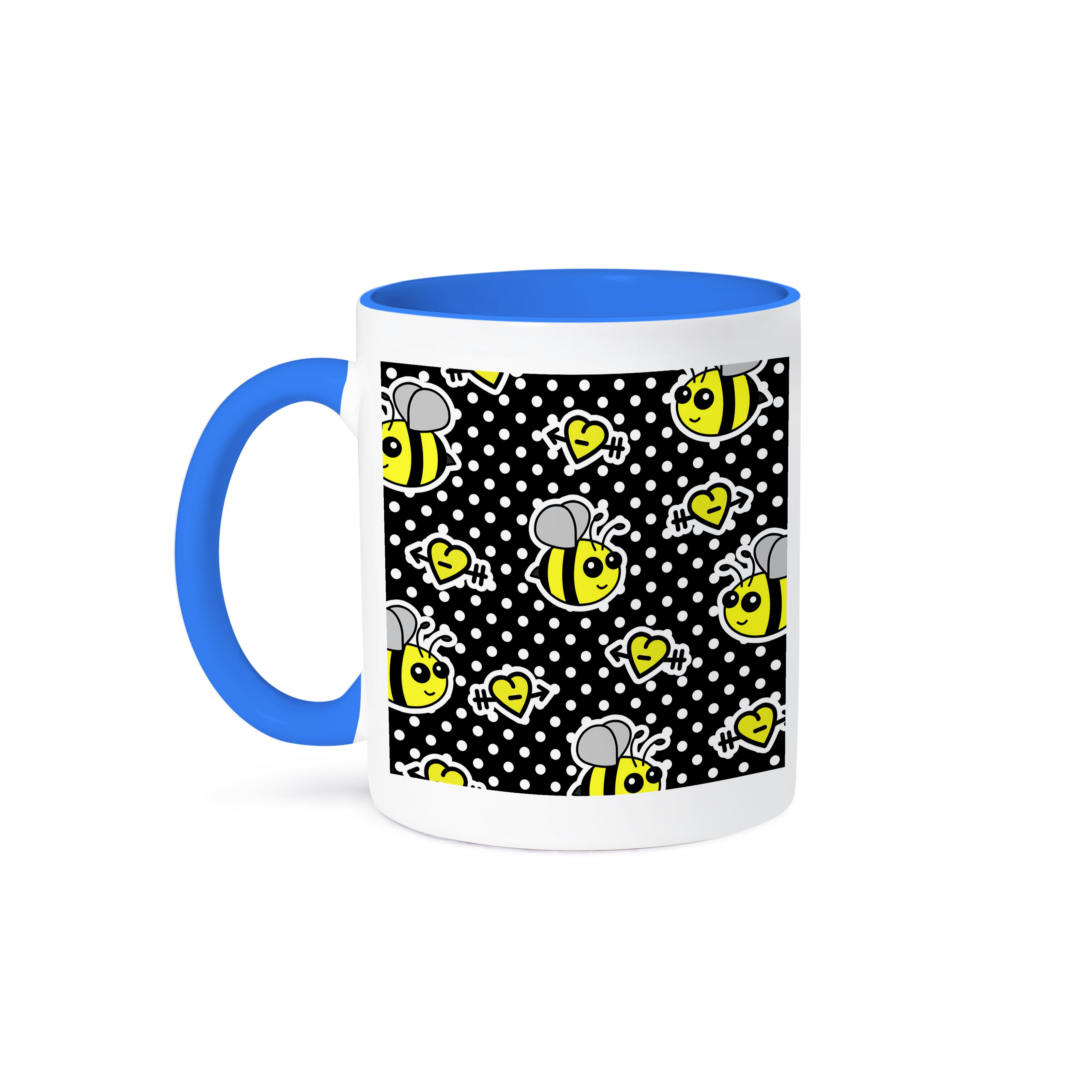 3dRose, Cute Yellow Bumble Bee Print on Black and White Polka Dots , Mug - Bild 50 von 99