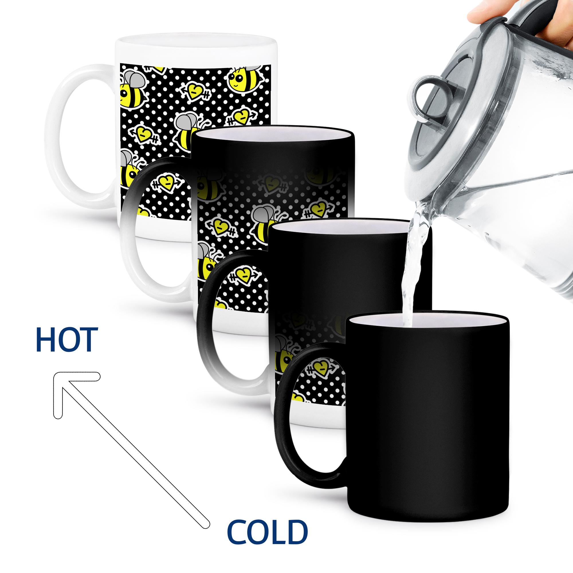 3dRose, Cute Yellow Bumble Bee Print on Black and White Polka Dots , Mug - Bild 60 von 99