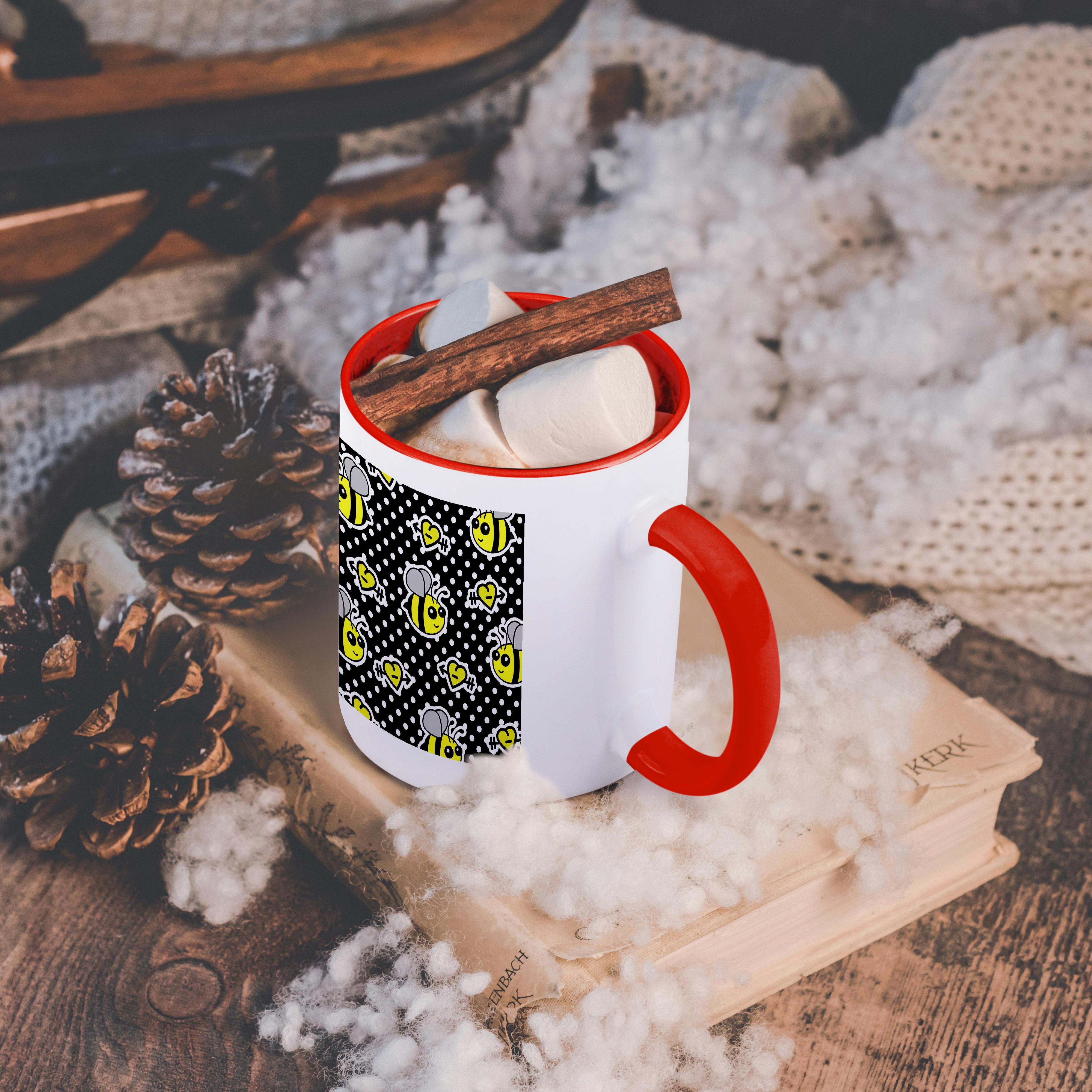 3dRose, Cute Yellow Bumble Bee Print on Black and White Polka Dots , Mug - Bild 12 von 99