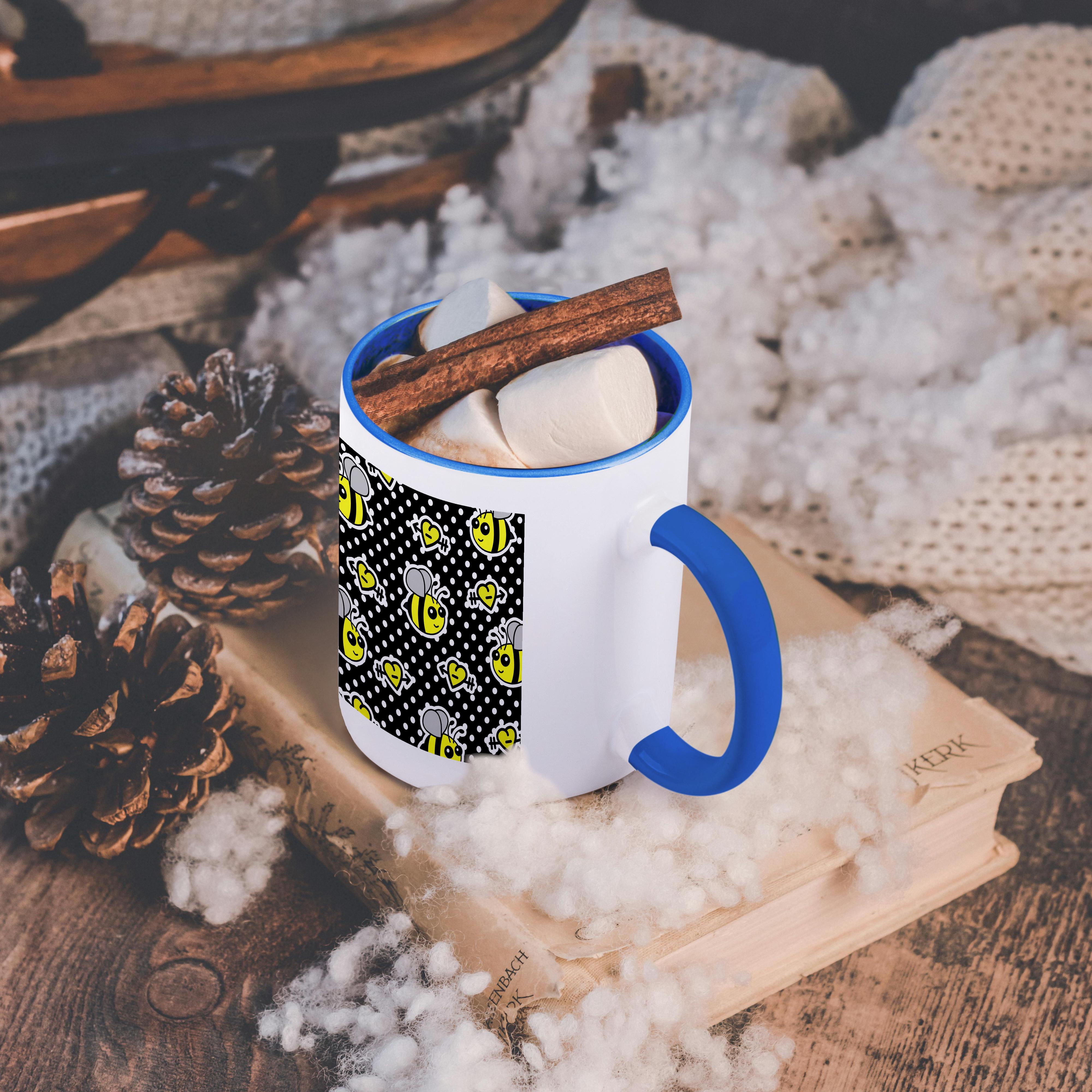 3dRose, Cute Yellow Bumble Bee Print on Black and White Polka Dots , Mug - Bild 54 von 99