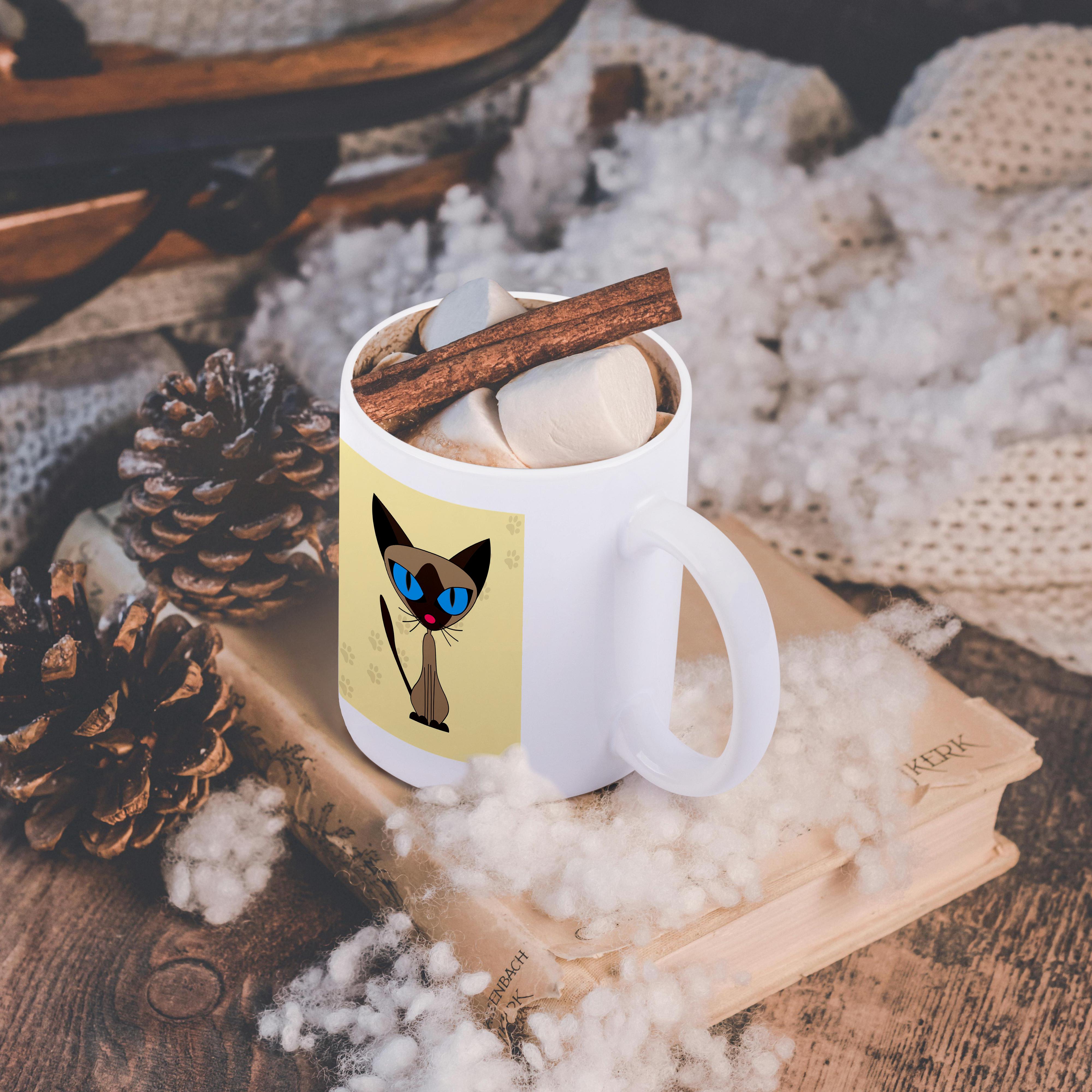 3dRose, Lindo Diseño Estampado Pata de Gato Siamés, Taza - Imagen 19 de 99