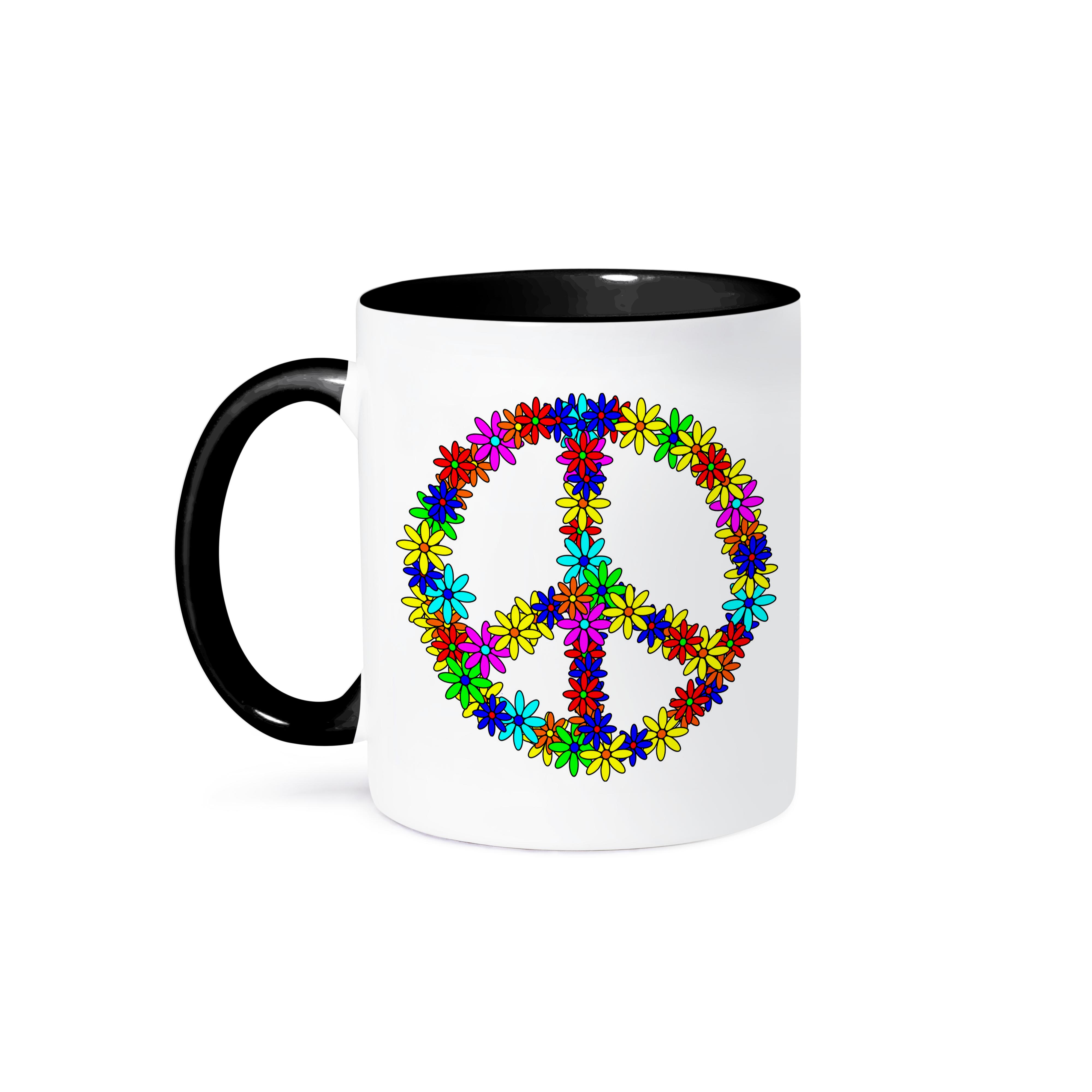 3dRose, Peace Sign Flower Power Design, Mug