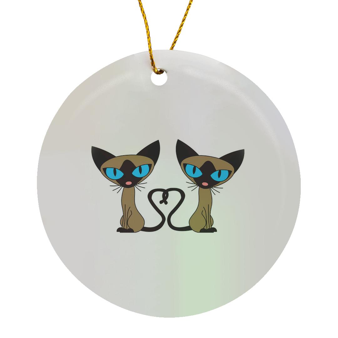 3dRose, Siamese Cat Tail Heart, Ornament