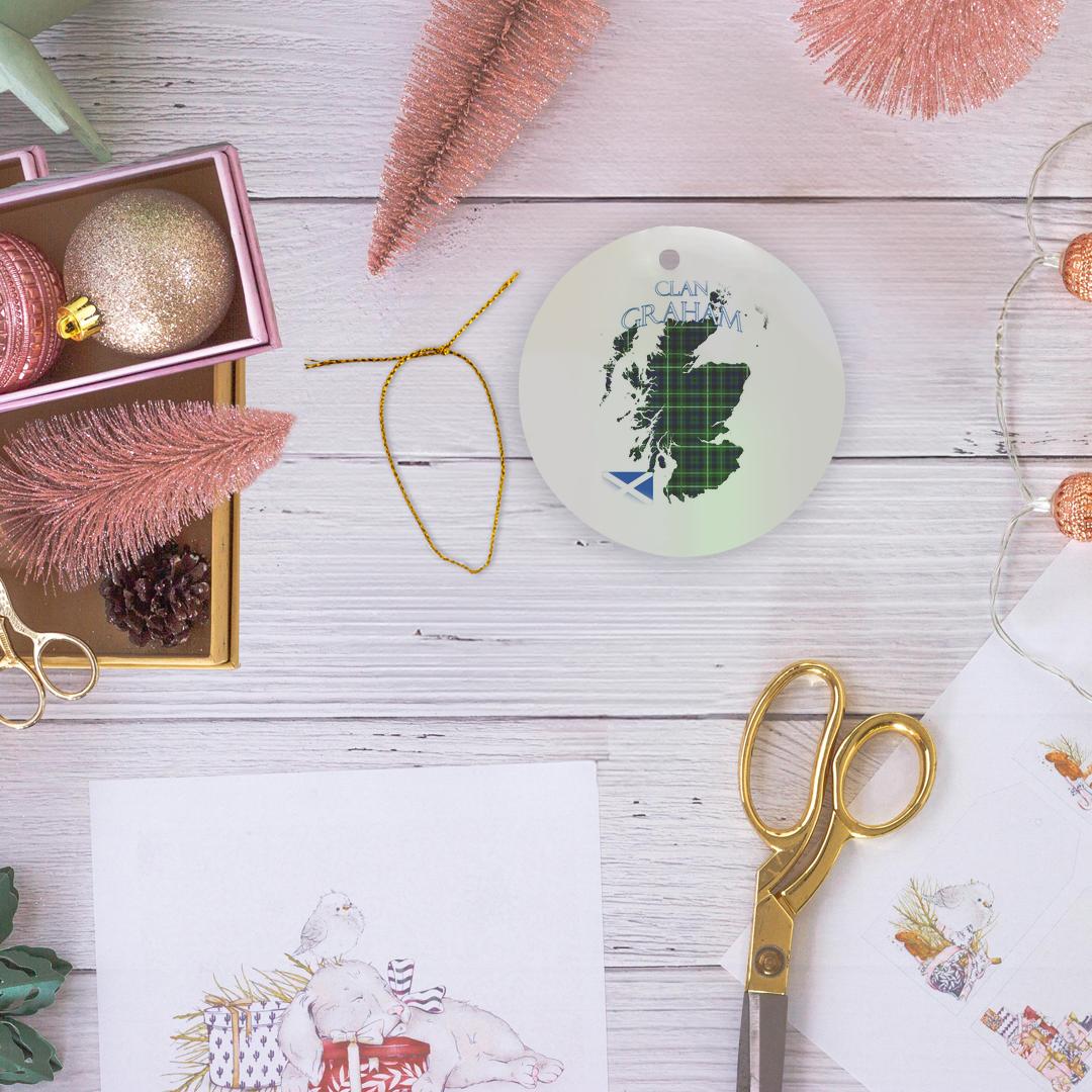 3dRose, Contorno de Escocia con la familia del clan Graham tartán., Adorno - Imagen 13 de 21