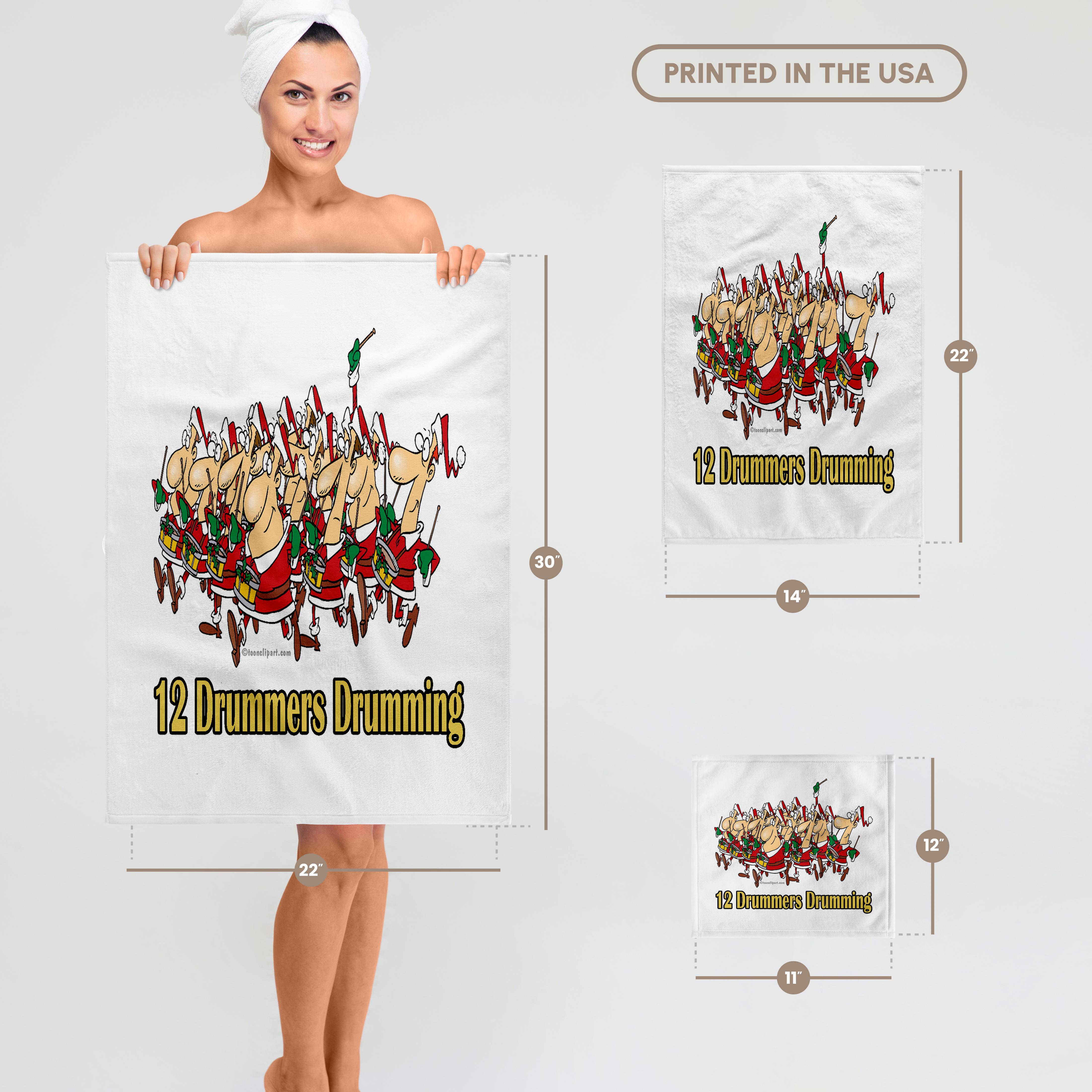 3dRose, Twelve Drummers Drumming, Towel