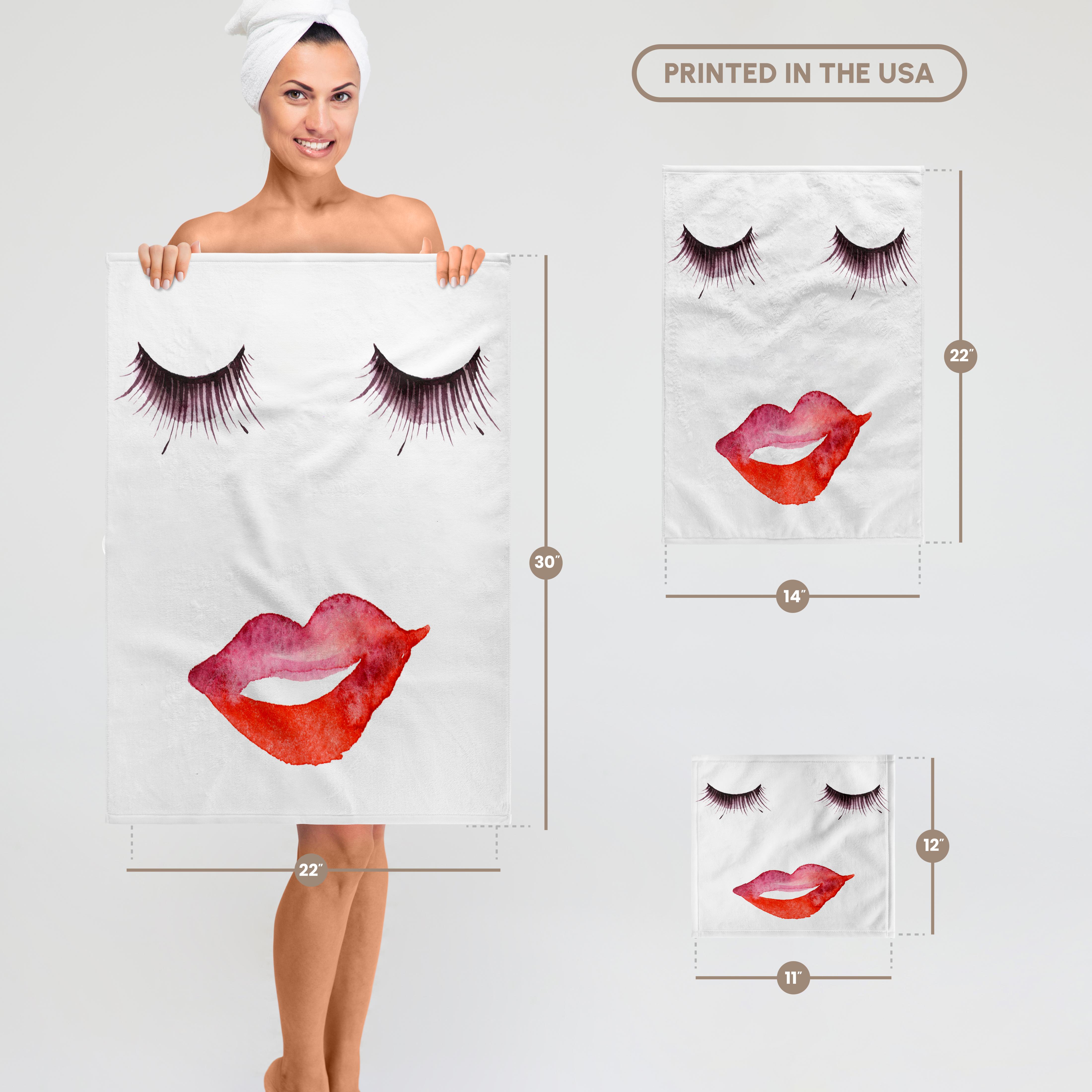 3dRose, Eyelashes and Lips, Towel