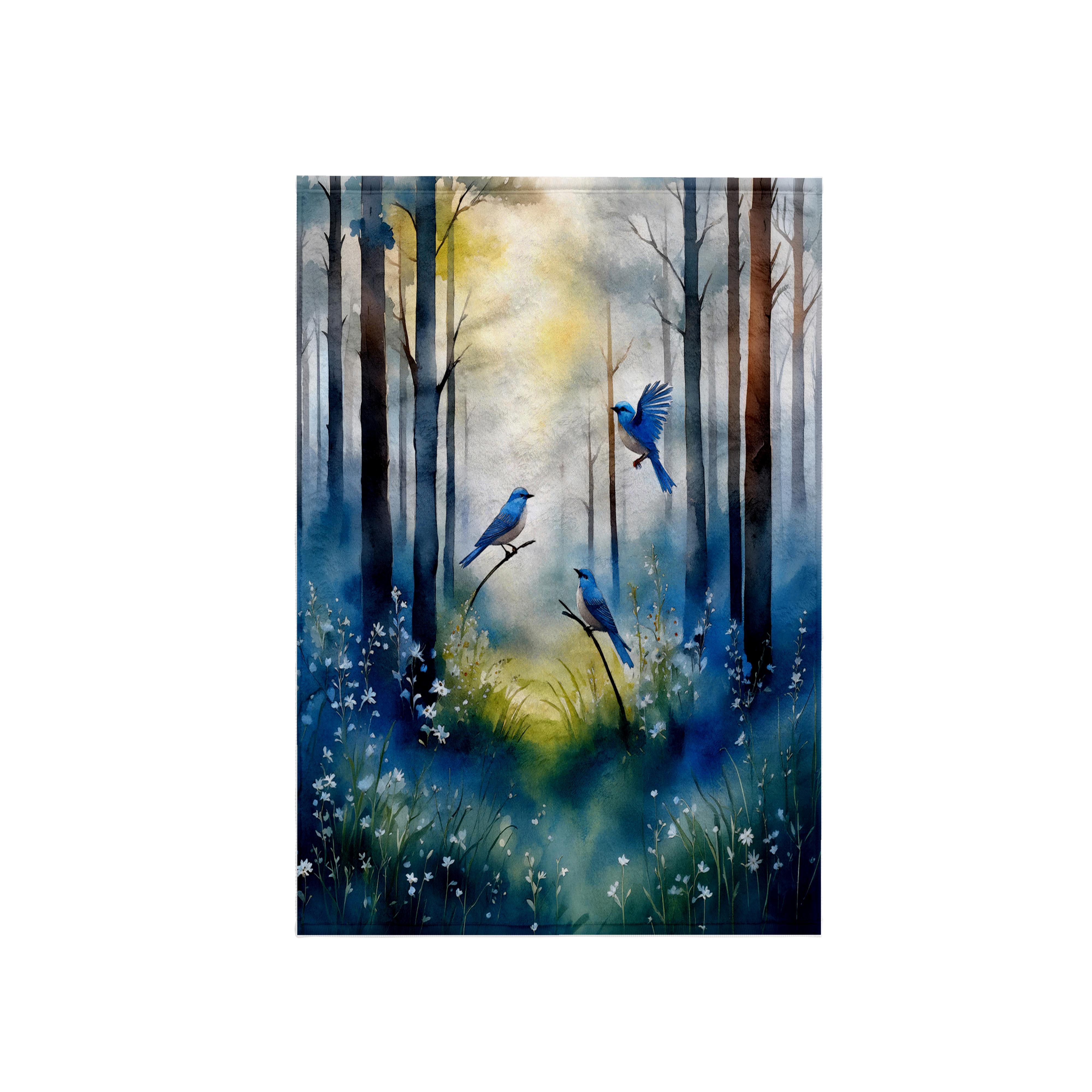 3dRose, Three Bluebirds in a Whimsical Surreal Woodland Forest Fantasy, Towel and other Wholesale three bluebirds for your store trending on Faire.