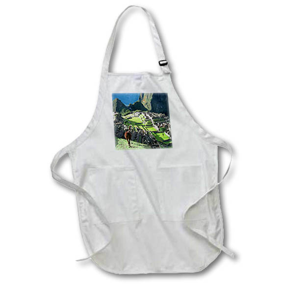Apron - Peru, Machu Picchu, Llama overlooks the lost city - SA17 MGL0057 - Miva Stock Machu Picchu
