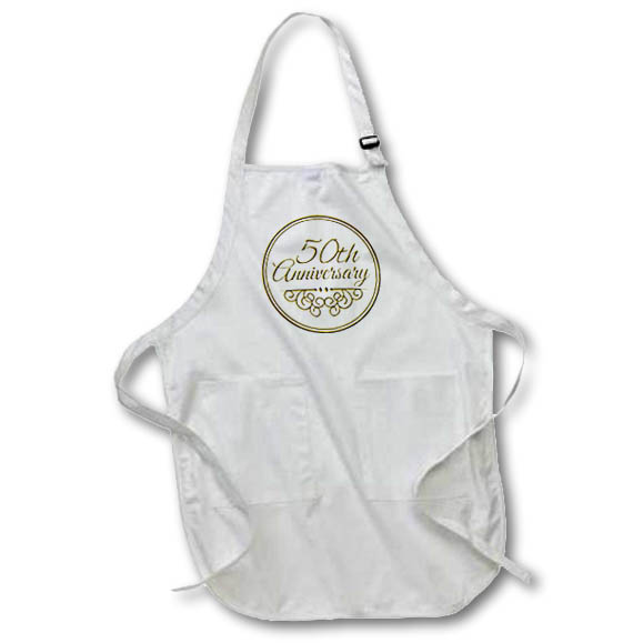 Apron - 50th Anniversary gift - gold text for celebrating wedding anniversaries - 50 years married together Occasions