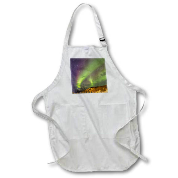 Apron - USA, Alaska, Fairbanks. Aurora borealis over mountain landscape . Stars
