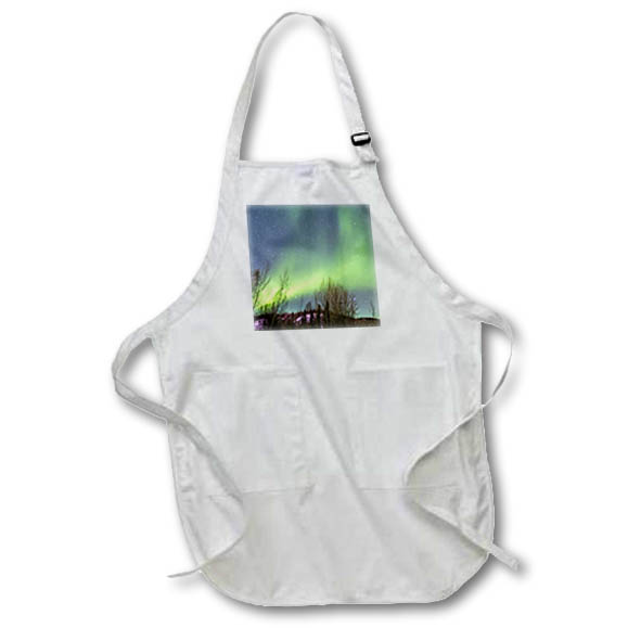 Apron - USA, Alaska, Fairbanks. Aurora borealis over mountain landscape. Stars
