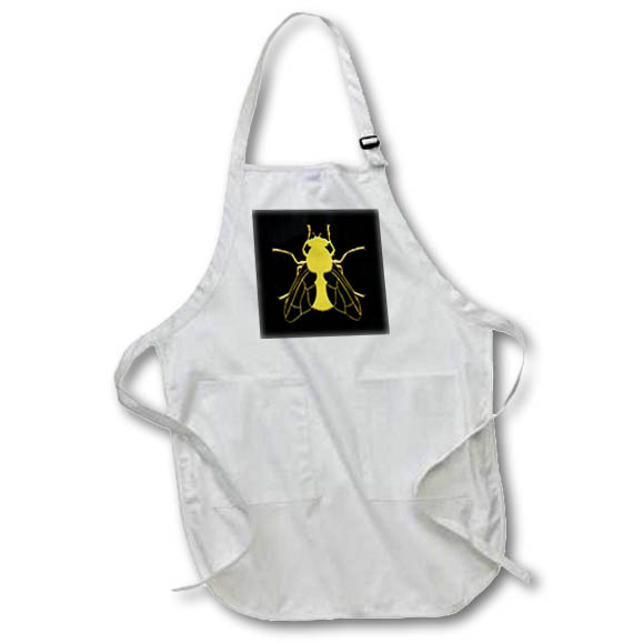 Apron - Silhouette image of a fly insect. Yellow on black. Funny design Alexis Design - Insects