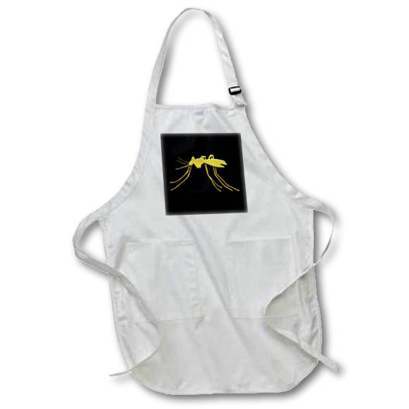 Apron - Silhouette image of a mosquito insect. Yellow on black. Funny design Alexis Design - Insects