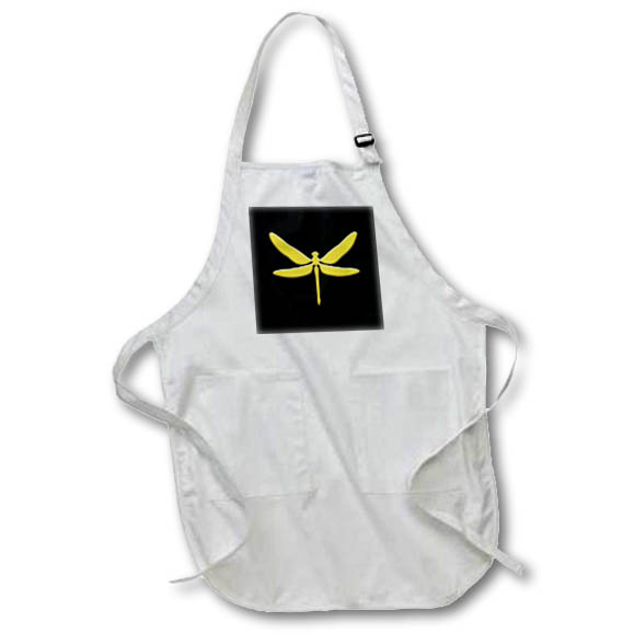 Apron - Silhouette image of a dragon fly insect. Yellow on black. Funny gift Alexis Design - Insects