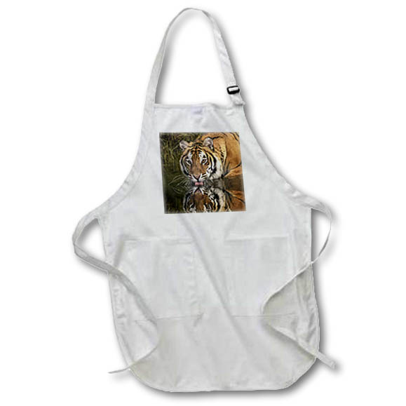 Apron - Siberian Tiger reflection while drinking. Tigers