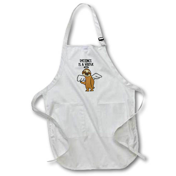 Apron - Funny Cute Cool Sloth Angel Patience is a Virtue Cartoon Funny
