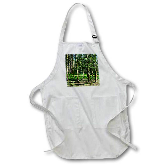Apron - Spruce trees on a sunny day of spring. Green grass in the forest Alexis Photography - Seasons Spring