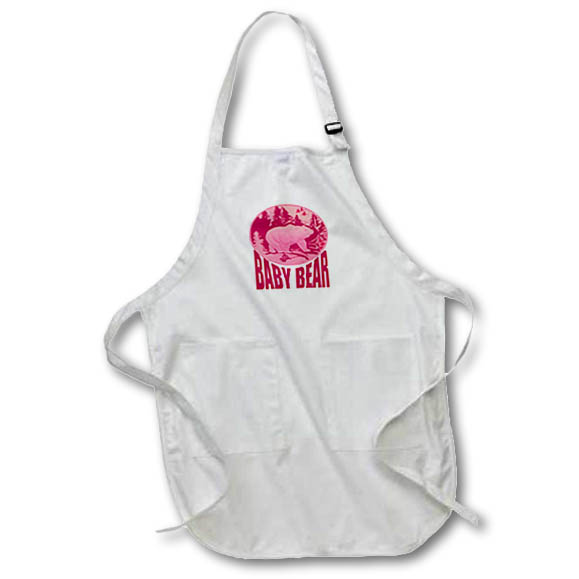 Apron - Pink Woodland Baby Bear Camping Cub Quote - Baby Girl Bear