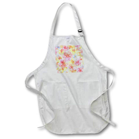Apron - Pretty Pink, Light Blue, and Yellow Summer Flower Background Backgrounds