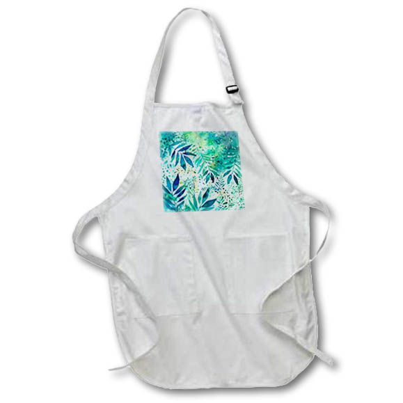Apron - Pretty Green and Blue Image Of Watercolor Leaf Background Backgrounds