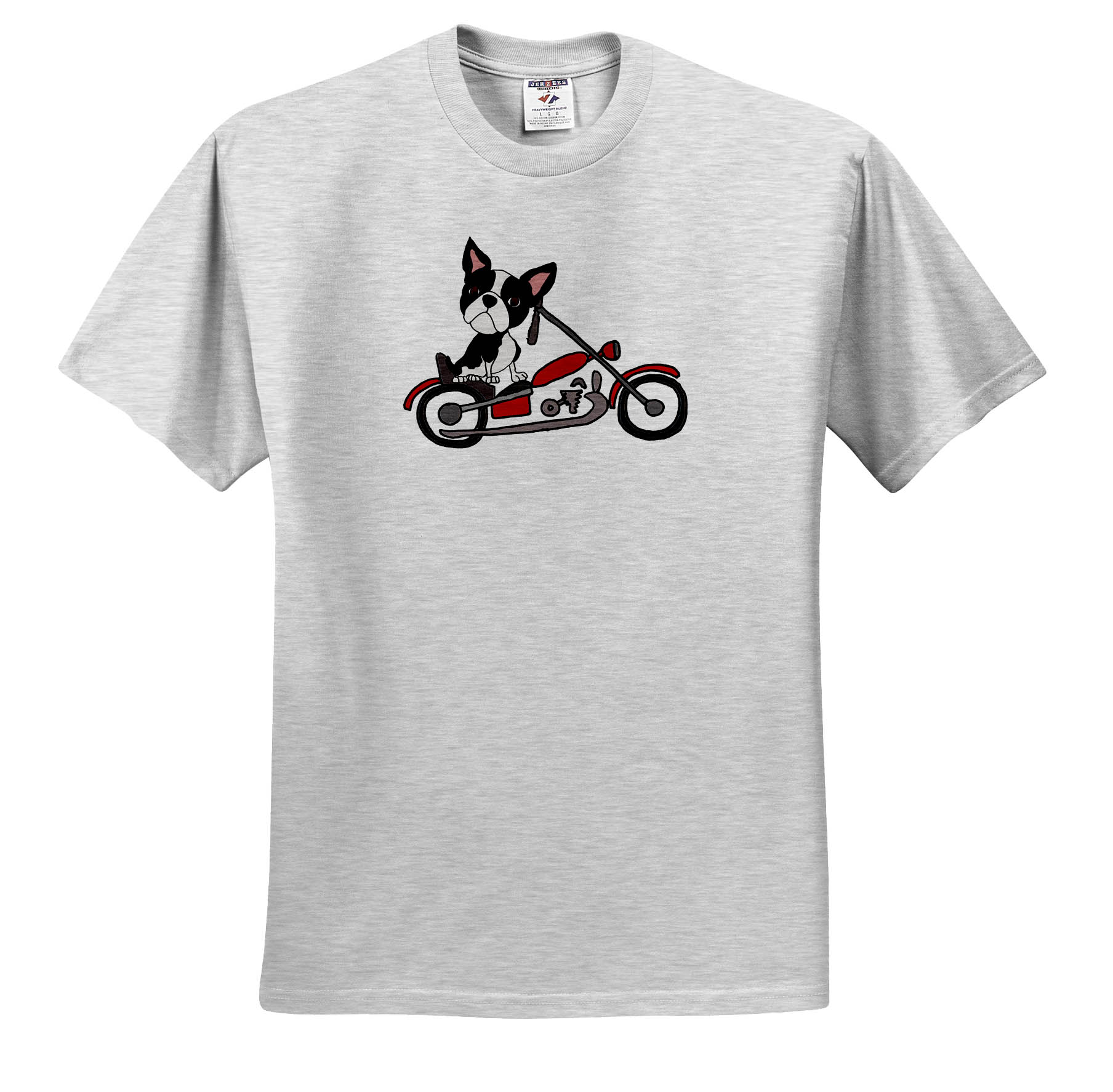 3dRose, Funny cute Boston Terrier Dog Riding Motorcycle, T-Shirt - Picture 5 of 73